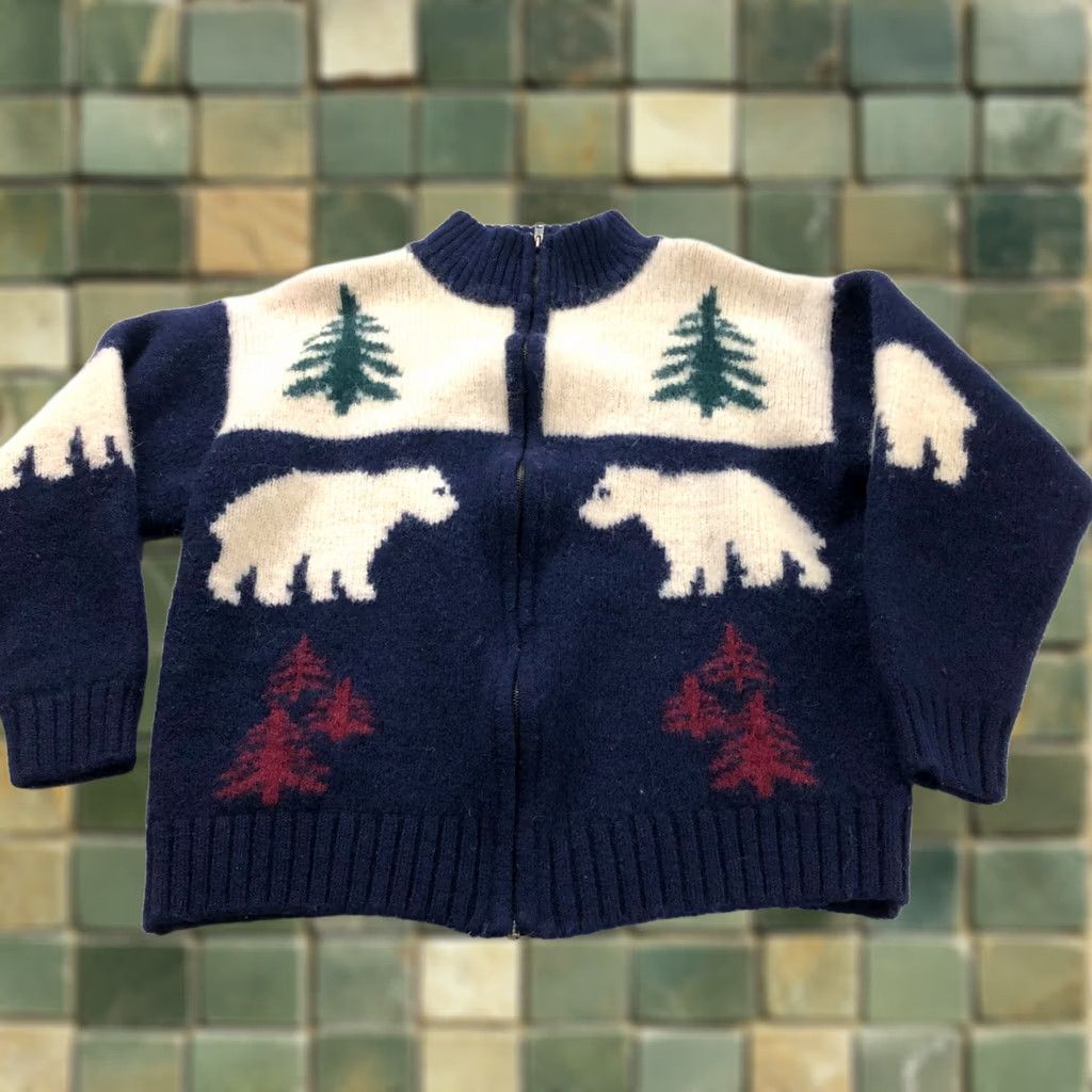 Lands' End Lands' End LG Shetland Wool Holiday Christmas Mens Zip Mock Neck Sweater SHRUNK Size US L / EU 52-54 / 3 - 1 Thumbnail