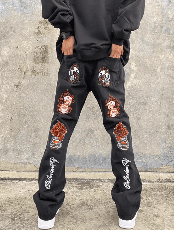 Japanese Brand × Jean High Street Hip-Hop Embroidered Stretch Bootcut Jeans Size US 32 / EU 48 - 1 Thumbnail