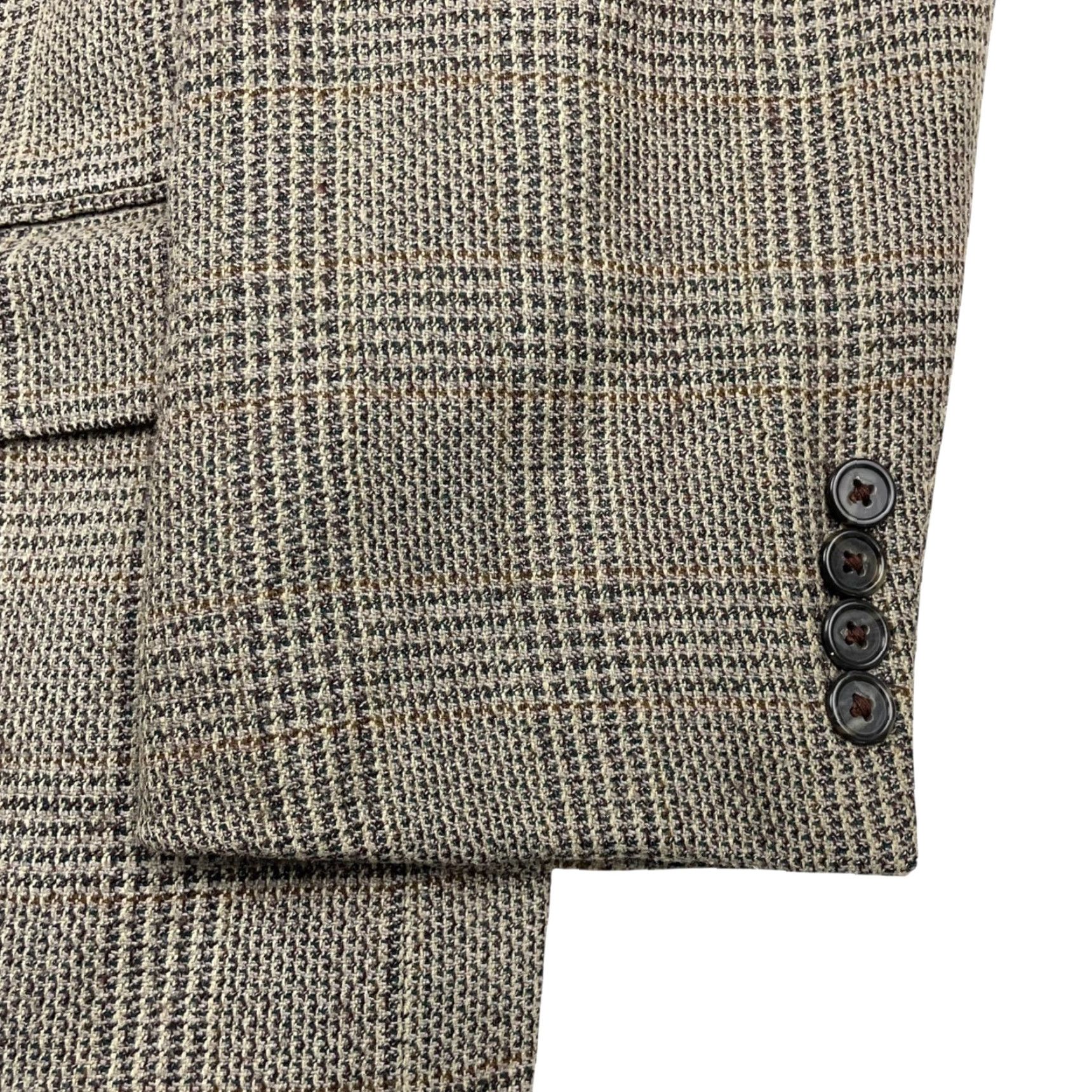 Aquascutum VINTAGE Aquascutum Blazer Jacket Single-Breasted Two-Button Wool Tweed Plaid Beige Gray Tan 46R US Made Mens Size 46R - 4 Thumbnail