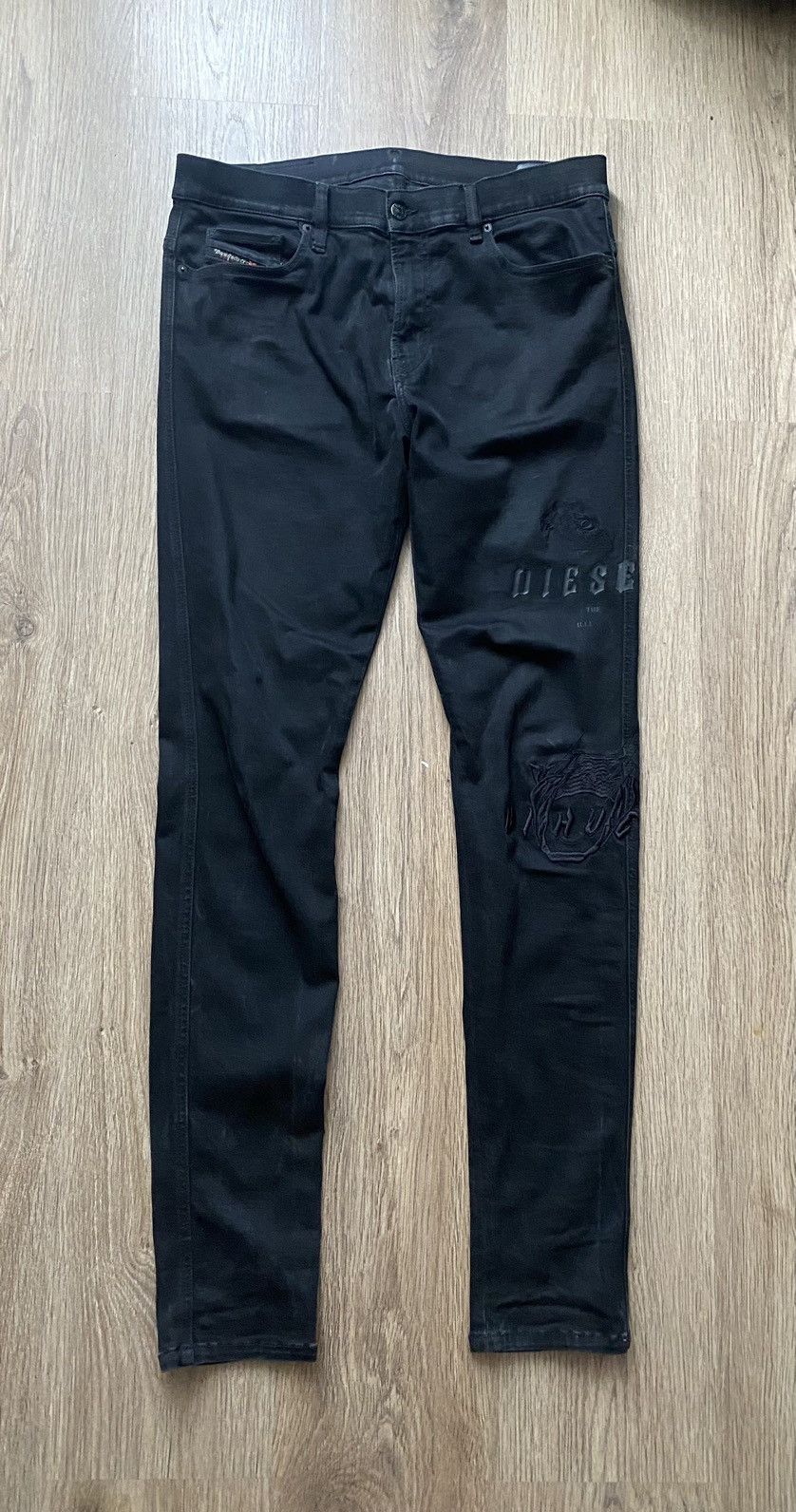 Diesel × Diesel Black Gold × Vintage Vintage Diesel Big Logo Y2K Black Denim Jeans Size US 34 / EU 50 - 1 Thumbnail