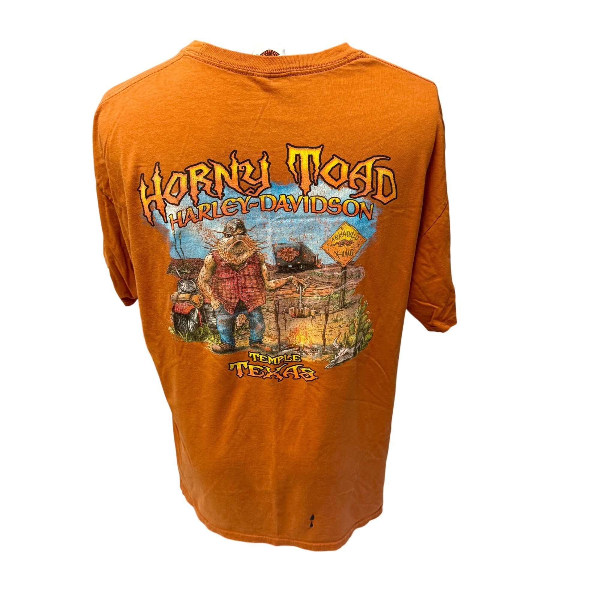 Harley Davidson HORNY TOAD Temple TEXAS 2011 Motorcycle ROASTED ARMADILLO T Size US XL / EU 56 / 4 - 5 Thumbnail