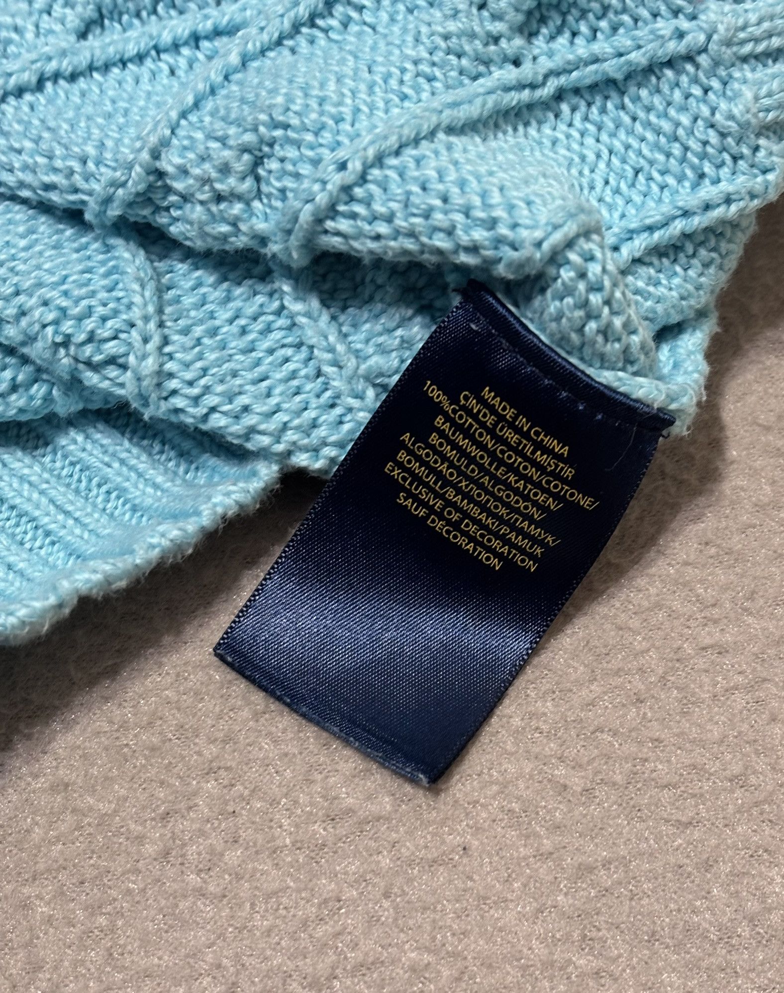 Polo Ralph Lauren Polo Ralph Lauren Cable Knit Baby Blue Sweater Large Size L / US 10 / IT 46 - 10 Thumbnail