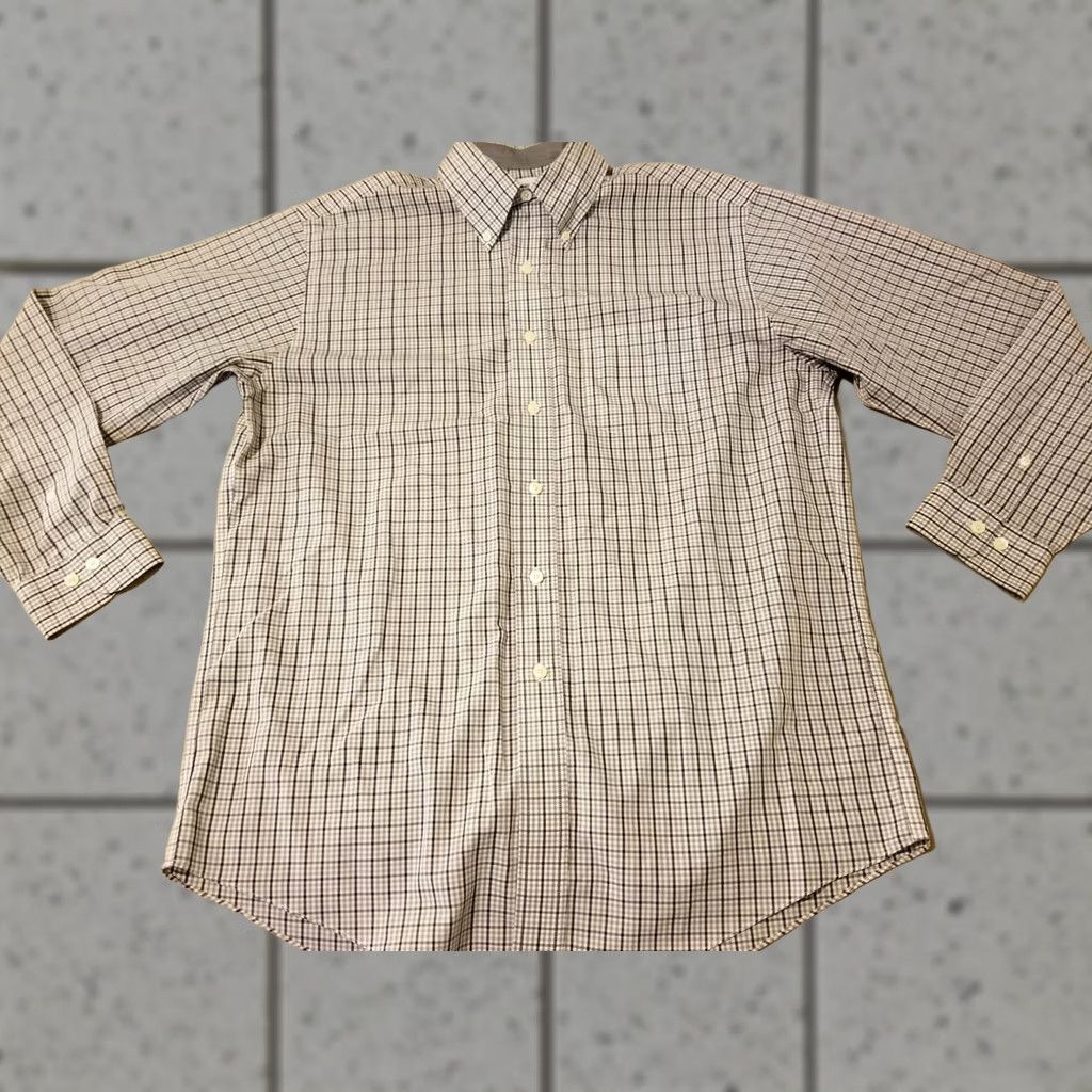 Brooks Brothers Brooks Brothers Shirt Mens M Beige Dress Khaki Button Cotton Size 40R - 1 Thumbnail
