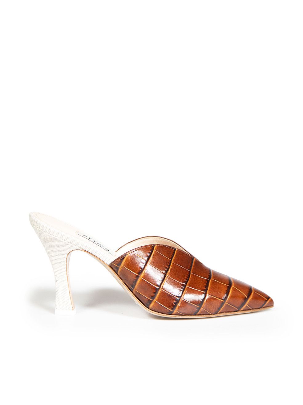 image of The Attico Brown Leather Croc Embossed Mule Shoess Shoes, Women's (Size 8)