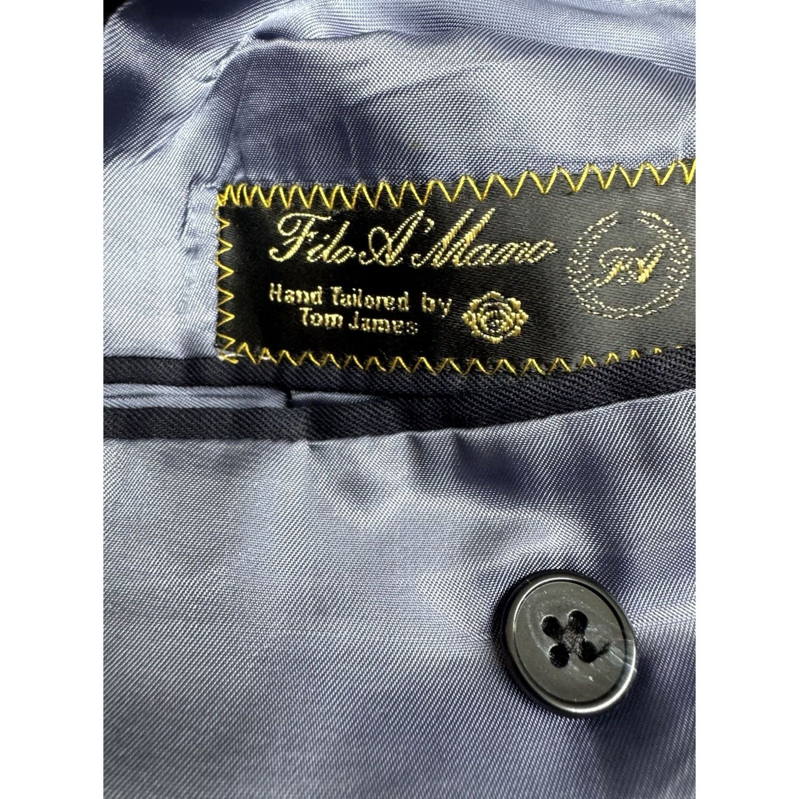 Vintage VINTAGE Tom James Suit Mens 46R Blue Striped 3 Button Wool Pants 31x32 Holland Sherry Size 46R - 5 Thumbnail