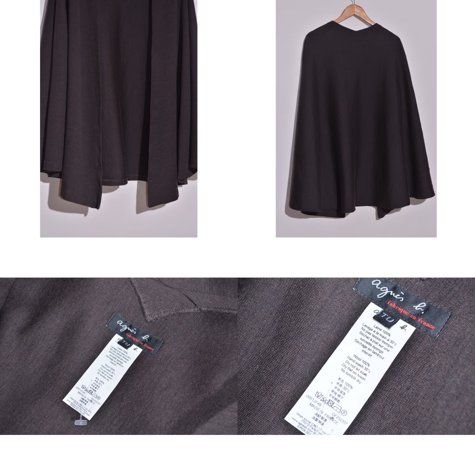Vintage Agnes B. Cardigan Brown Wool Open One Size Women Jumper, Knit, Casual, Travel, France, 1 Size, Open Neck, Regular Fit Size ONE SIZE - 8 Thumbnail
