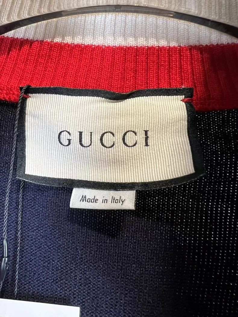 Gucci Gucci Embroidered LOGO stitching wool zipper knitted jacket Size US XL / EU 56 / 4 - 4 Thumbnail