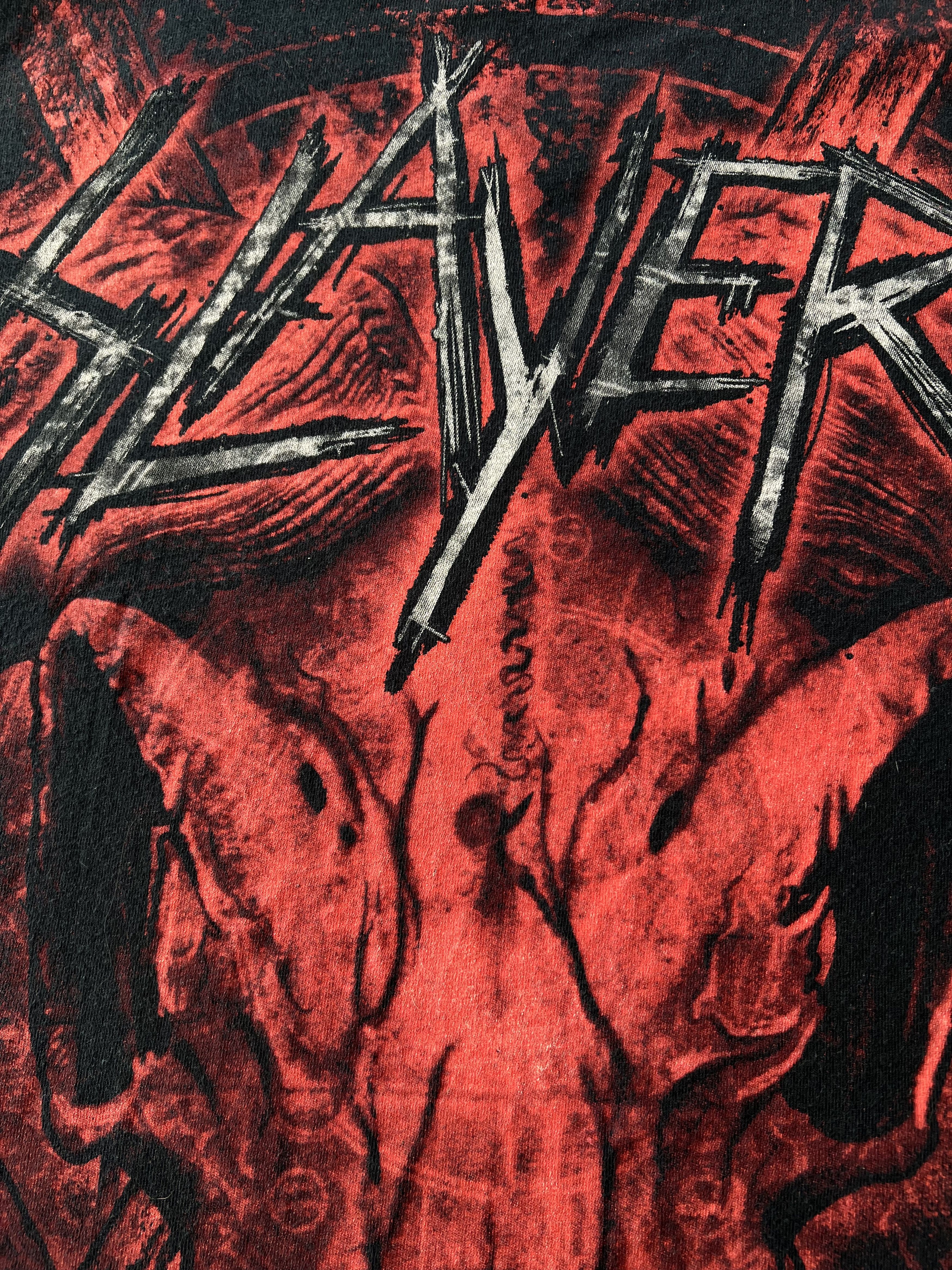 Band Tees Vintage 2000s Slayer Skull Ram AOP Black T-shirt Size US L / EU 52-54 / 3 - 12 Thumbnail