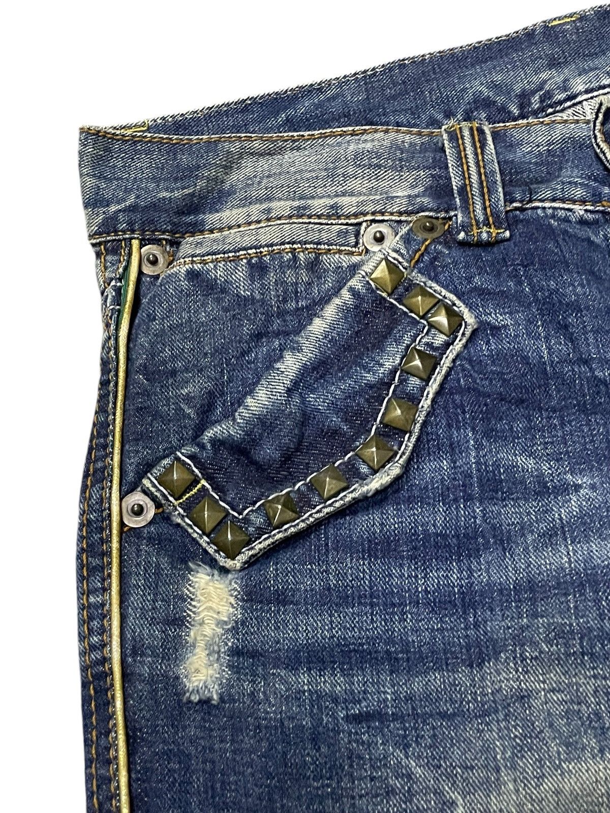 GOSTAR DE FUGA × Shellac × semanticdesign Pinball japan Studded Distressed Honeycomb Flared Jeans Size US 32 / EU 48 - 10 Thumbnail