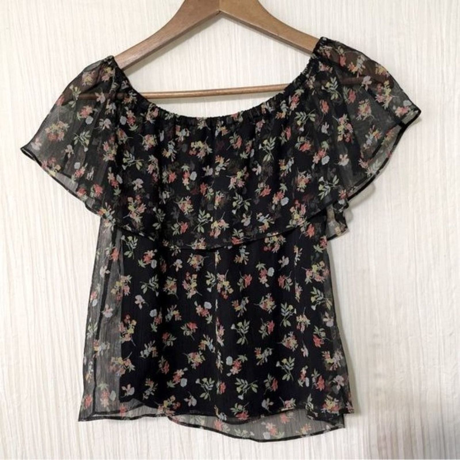 Bailey 44 Bailey 44 Womens Off Shoulder Black Floral Blouse XS Size XS / US 0-2 / IT 36-38 - 7 Thumbnail