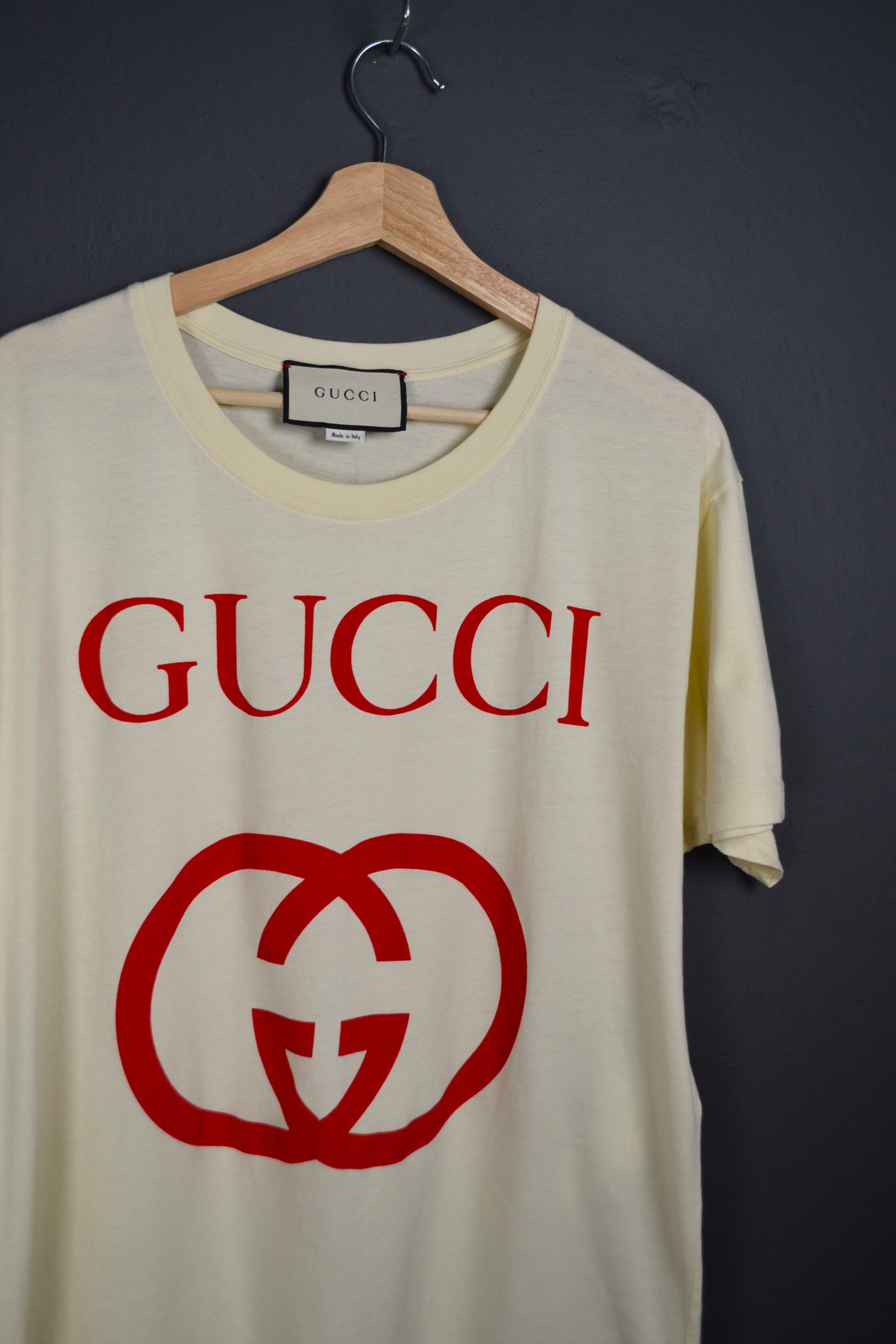 Gucci Gucci Oversized GG Interlocking Print Cream Yellow T-shirt M Size US M / EU 48-50 / 2 - 5 Thumbnail