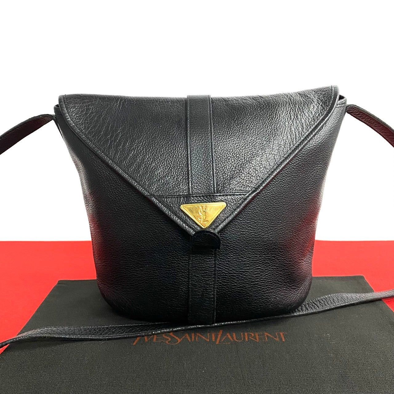 Yves Saint Laurent Shoulder Bag Black Leather
