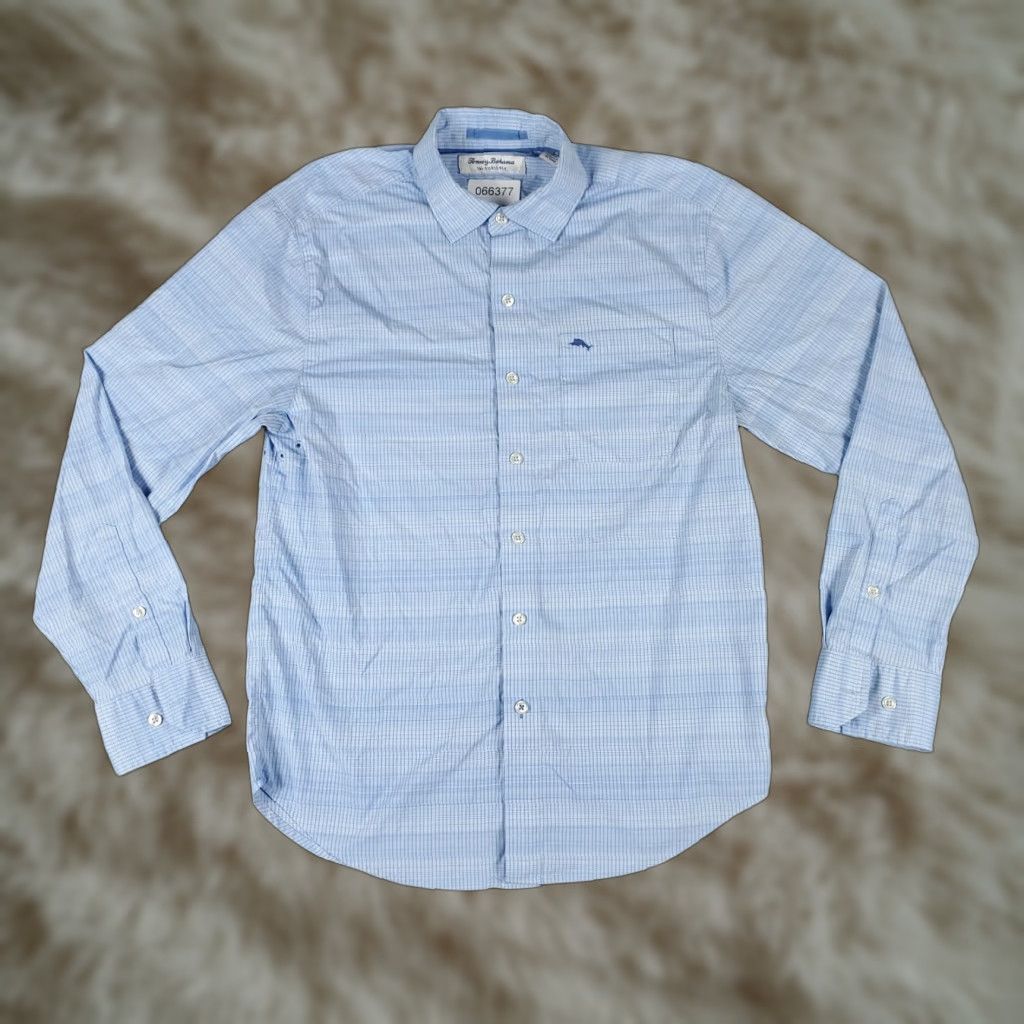 Tommy Bahama Tommy Bahama Shirt Mens Small Blue Plaid Nylon Button Up Long Sleeve Size US S / EU 44-46 / 1 - 1 Thumbnail