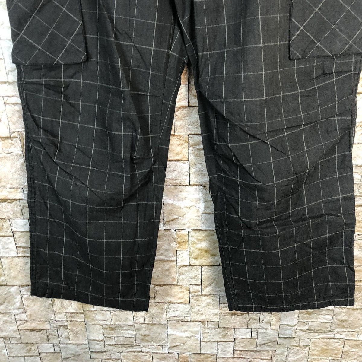 Japanese Brand Cinema Black Checkred Cargo Multipocket Pants #A319 Size US 31 - 7 Thumbnail