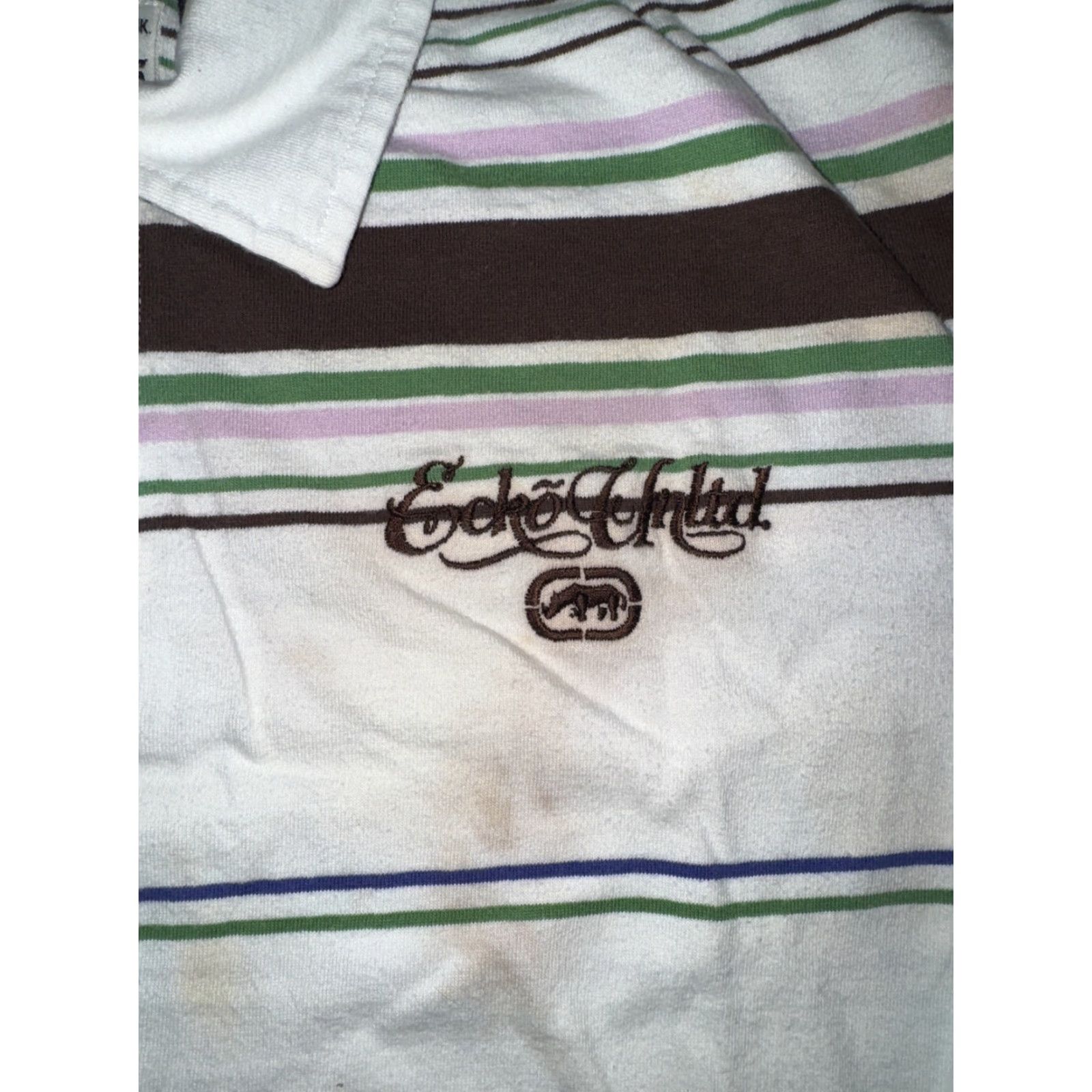 Ecko Unltd. VINTAGE Ecko Unltd Polo Shirt Stripes White M Mens Polo Shirt Medium 20.5x25.5 Size US M / EU 48-50 / 2 - 2 Thumbnail