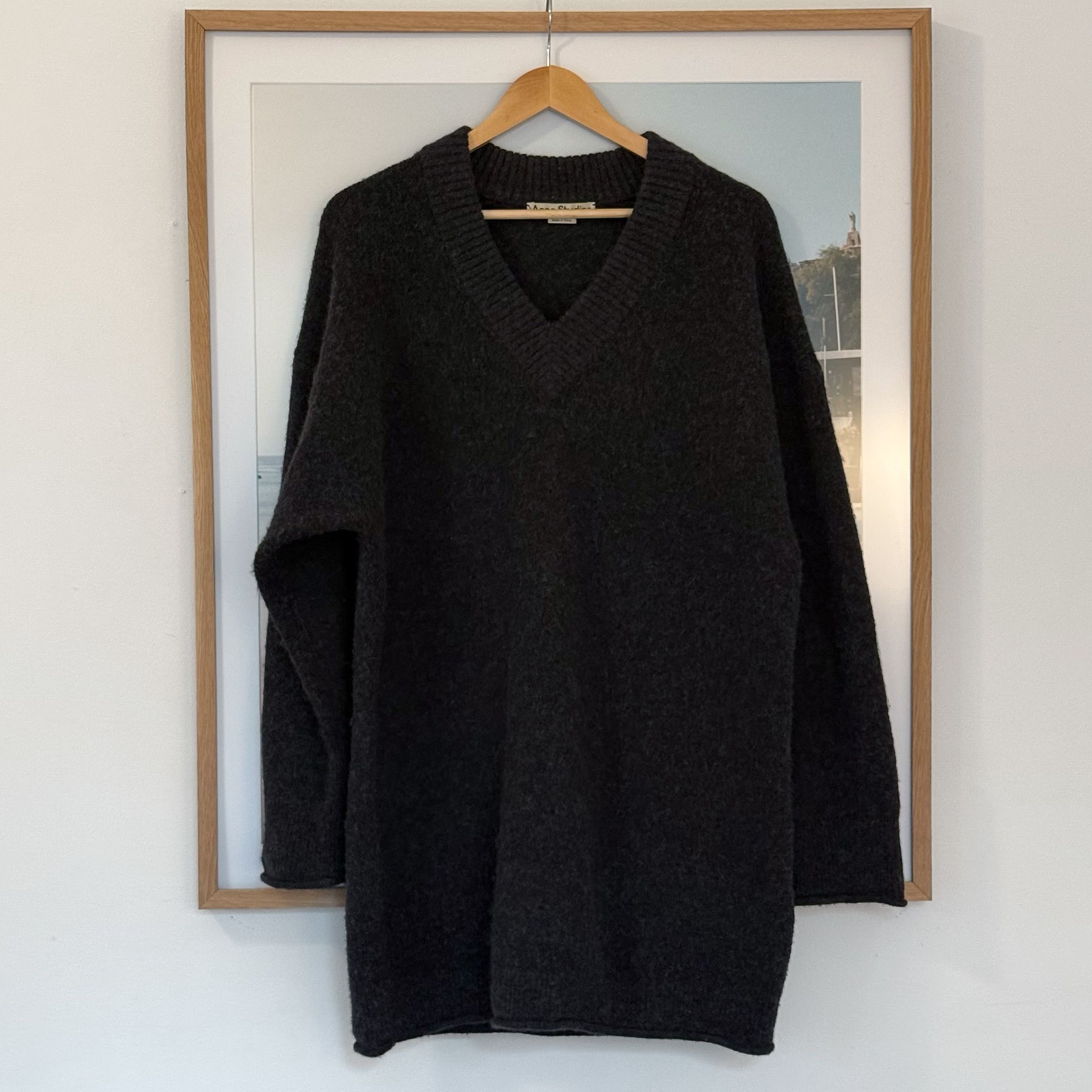 Acne Studios SOLD Acne Studios Oversized V-neck Sweater in Washed Black Size S / US 4 / IT 40 - 1 Thumbnail
