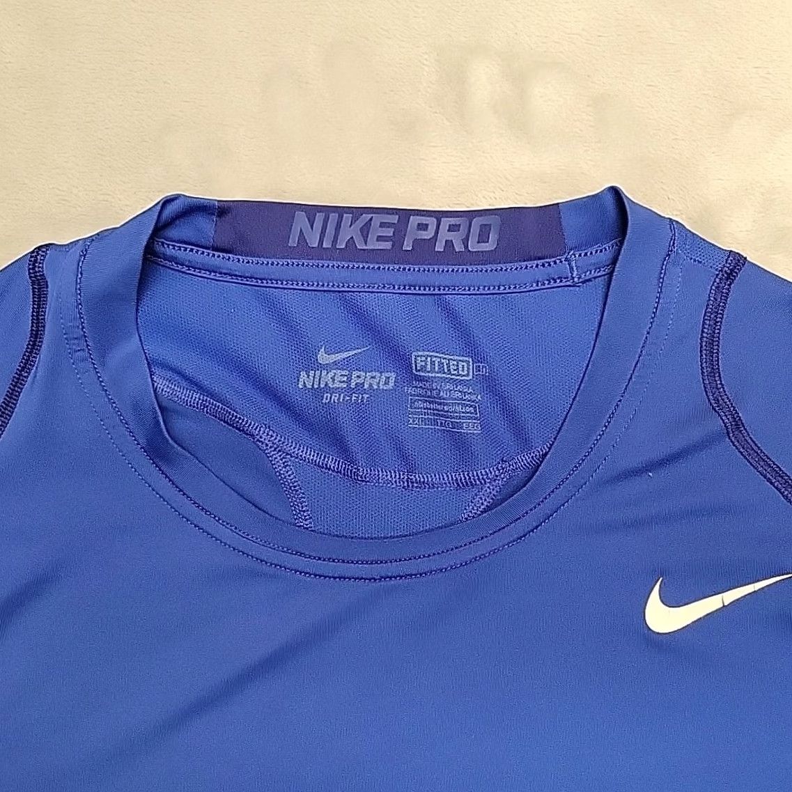 Nike Nike Pro Shirt Mens 2XL Blue TEE Athletic Dri Fit Short Sleeve Crew Neck Polyester Blend Logo Size US XXL / EU 58 / 5 - 4 Thumbnail