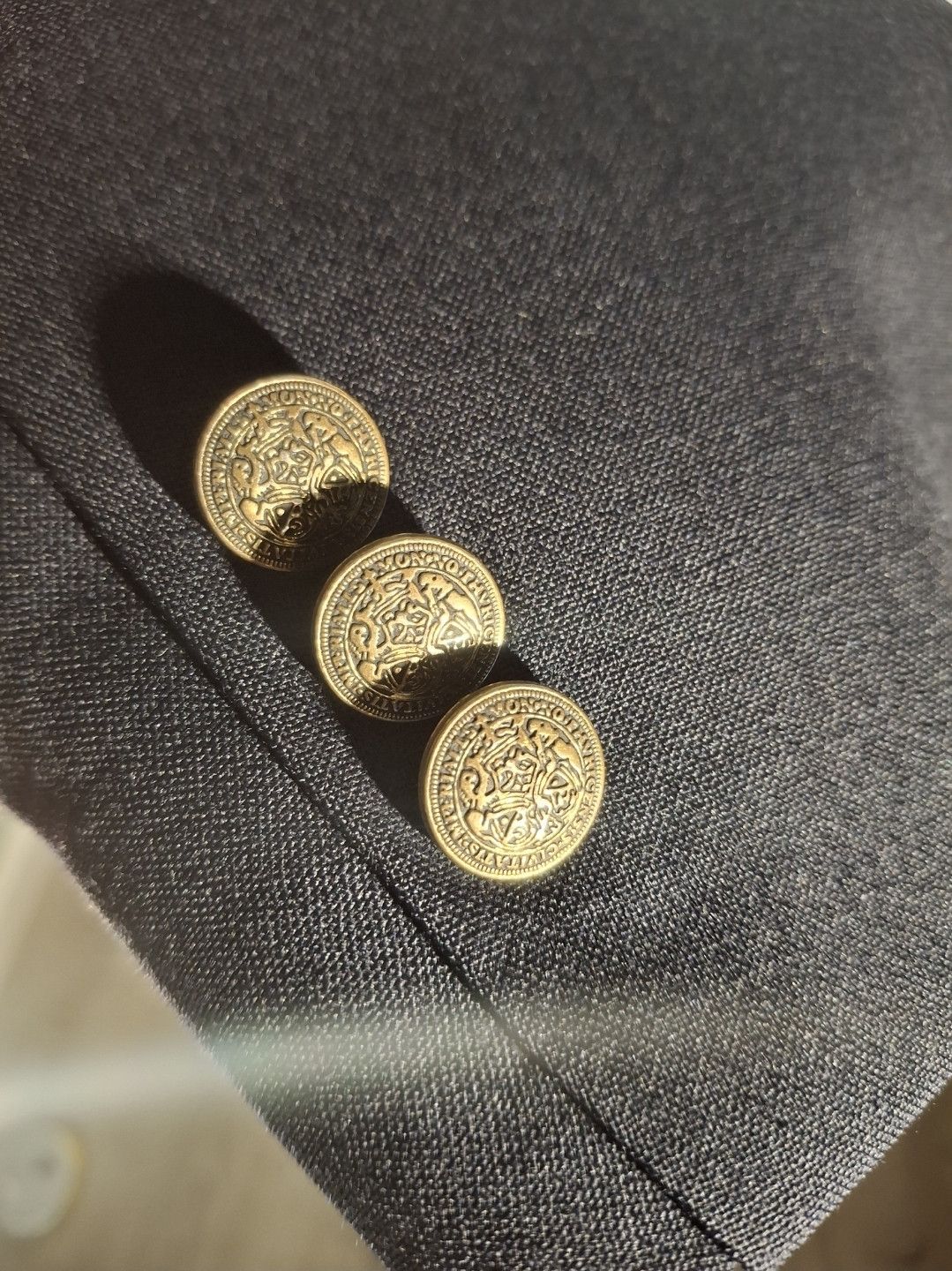 Oscar De La Renta Oscar de la Renta 100% Wool Blazer Gold Crest Buttons Size 46L - 6 Thumbnail
