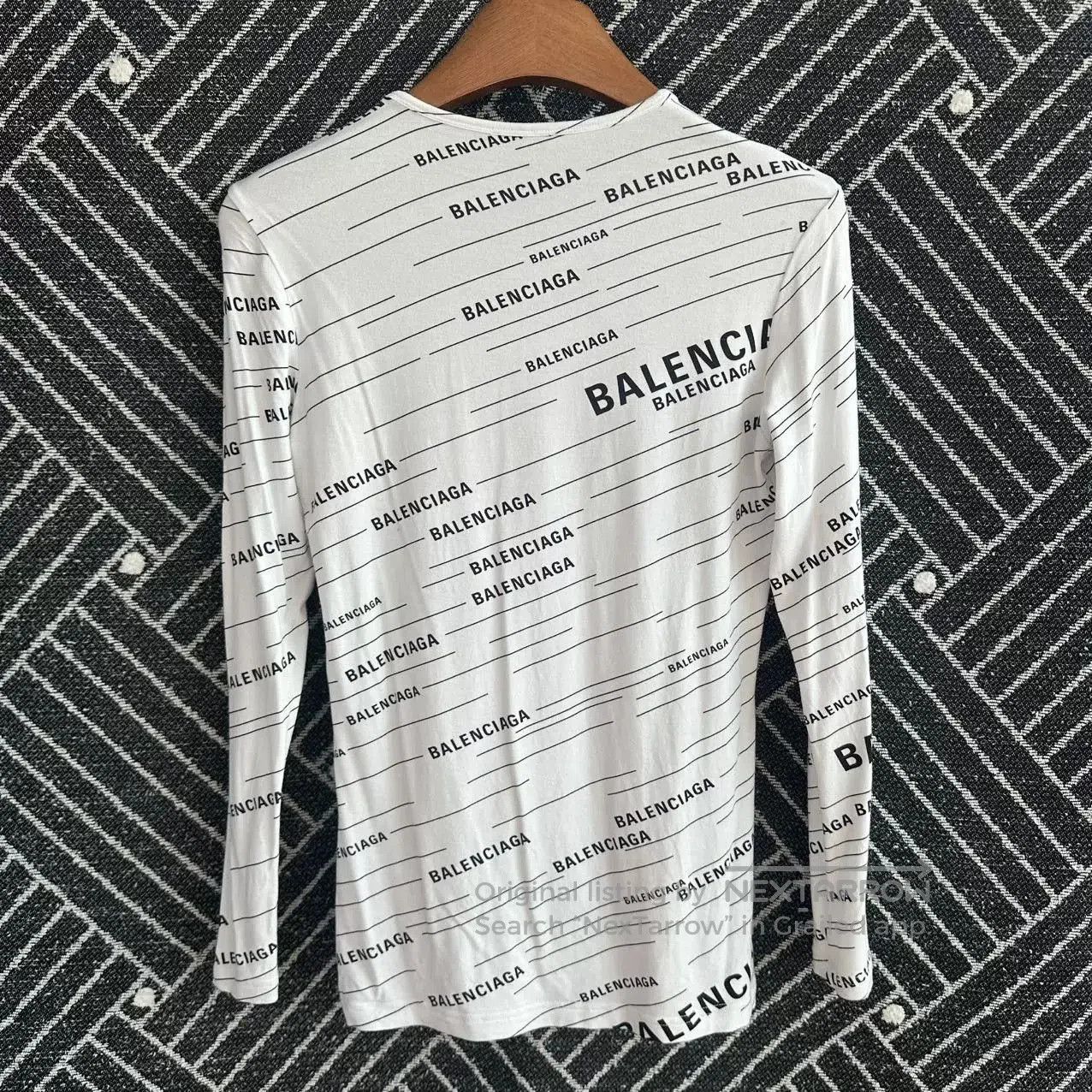 Balenciaga Balenciaga White All-Over Print Long-Sleeve T-Shirt. Size US M / EU 48-50 / 2 - 2 Thumbnail