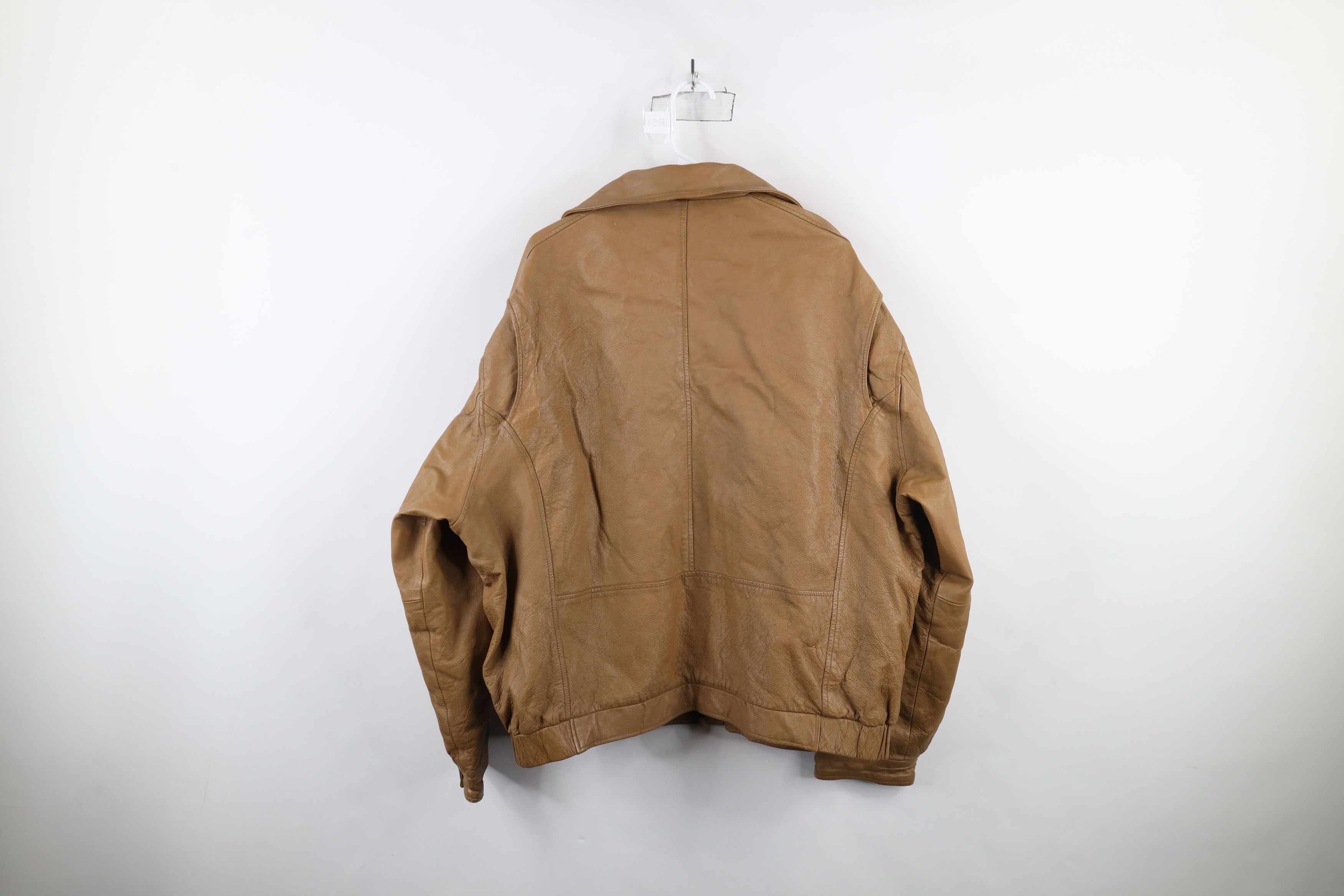 Vintage Vintage 90s Streetwear Leather Full Zip Bomber Jacket Brown Size US XL / EU 56 / 4 - 14 Thumbnail