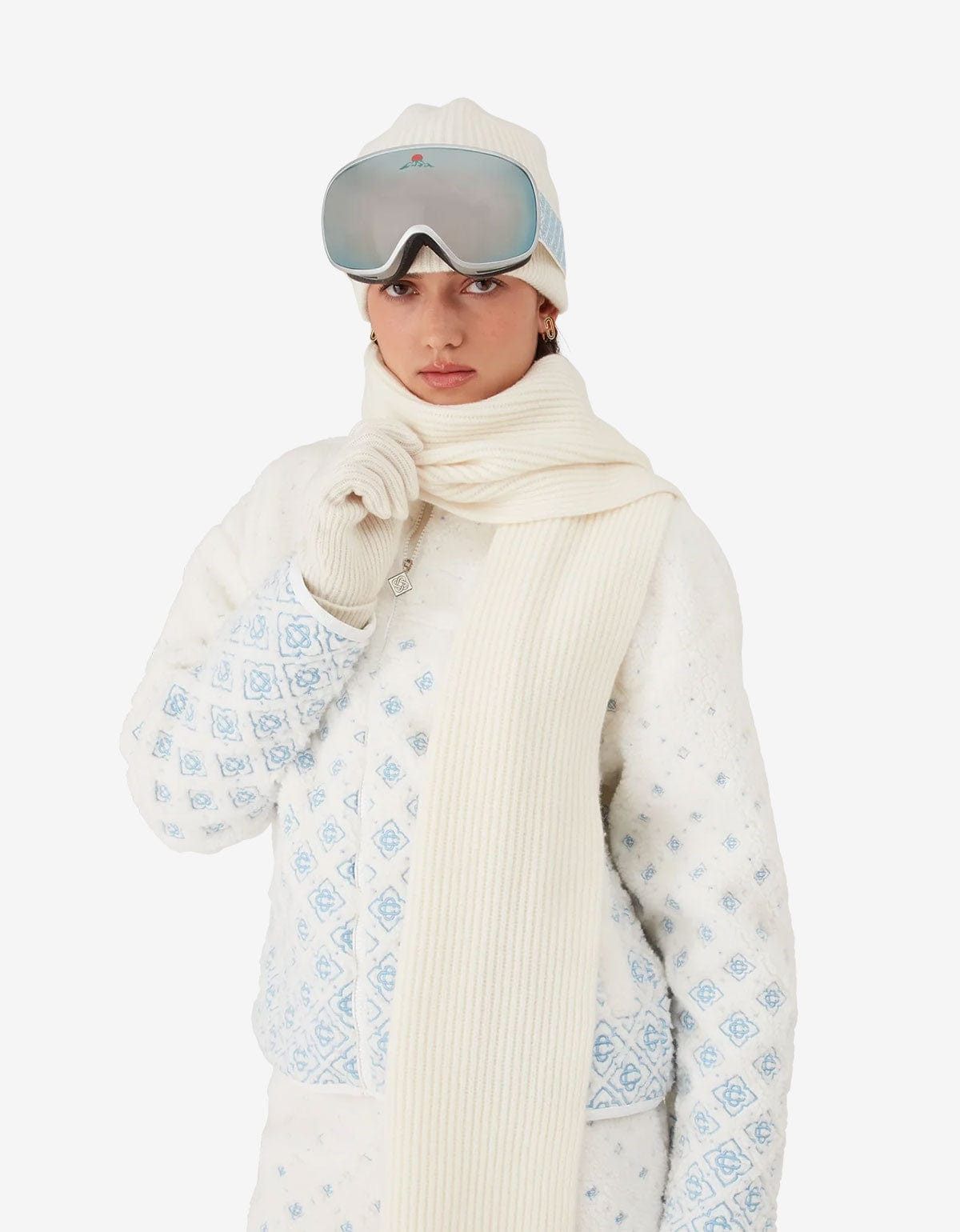 Casablanca Casablanca White Wool Rib Ski Scarf Size ONE SIZE - 2 Thumbnail