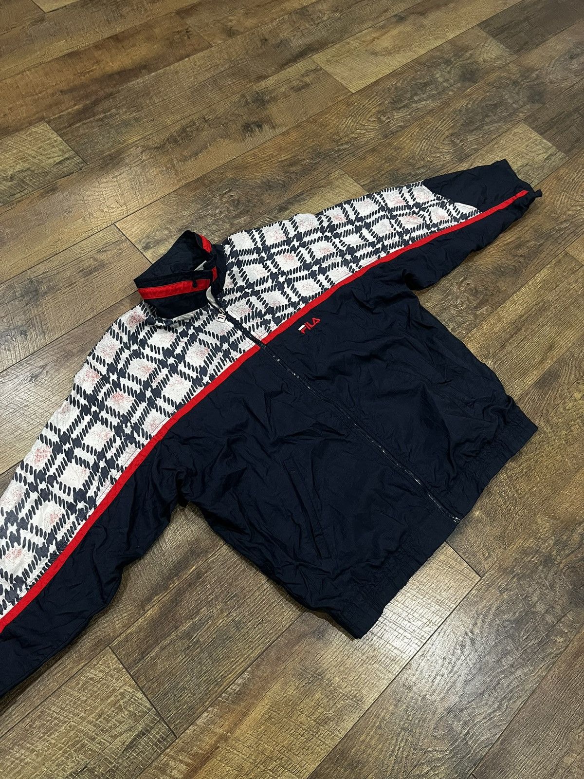 Fila Vtg 90s FILA Colorblock Plaid Ski Windbreaker Navy Large Size US L / EU 52-54 / 3 - 3 Thumbnail