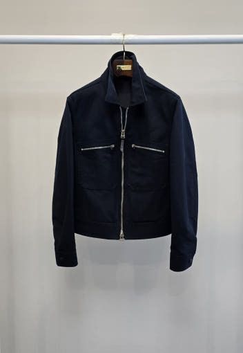 Tom Ford o1sm1stk0725 Cotton Satin Zip-up Jacket in Navy Size US L / EU 52-54 / 3 - 1 Thumbnail