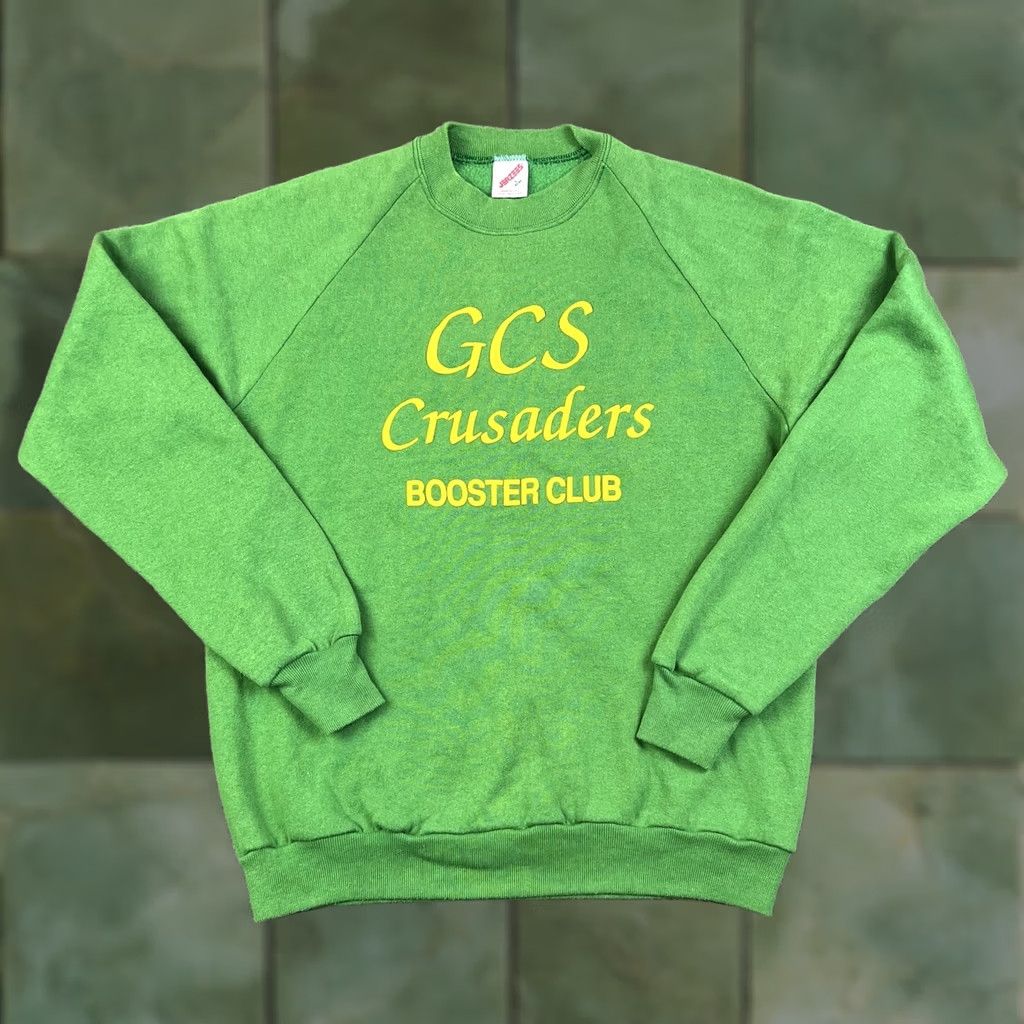 Jerzees VINTAGE Jerzees Booster Club Raglan Crewneck Sweatshirt M Green 90s Graphic Print Mens Medium Size US M / EU 48-50 / 2 - 1 Thumbnail