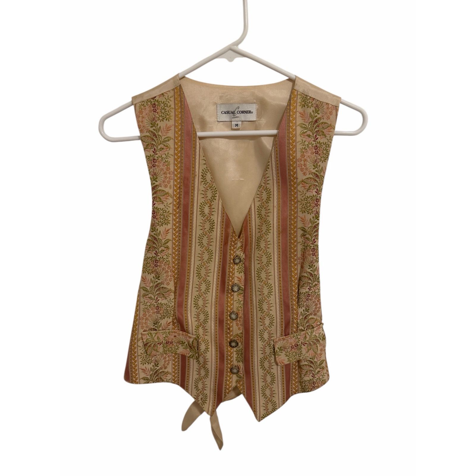 Other Casual Corner Ivory Pink V-Neck Tie Back Sleeveless Vest Size M / US 6-8 / IT 42-44 - 1 Thumbnail