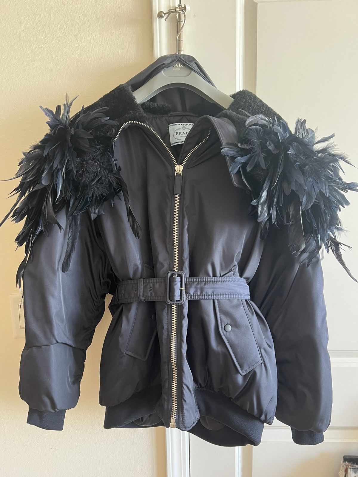 Prada Prada Runway FW22 Feather Re-Nylon Belted Down Jacket Size XS / US 0-2 / IT 36-38 - 3 Thumbnail