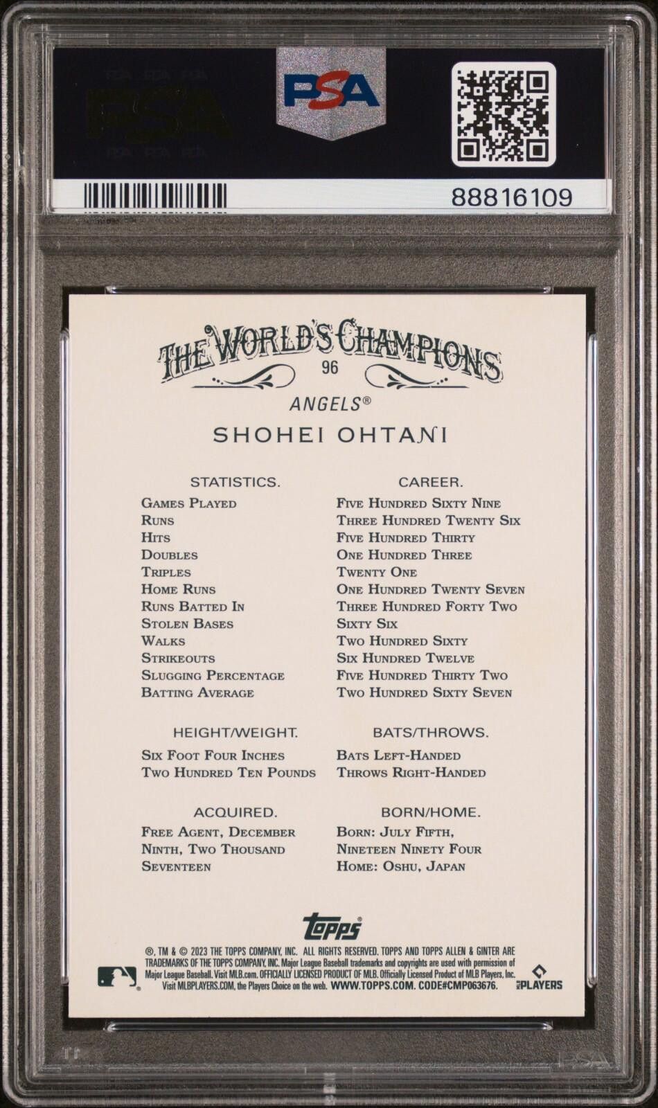 Other 2023 Topps Allen & Ginter Shohei Ohtani Silver #96 PSA 10 GM Size ONE SIZE - 3 Thumbnail