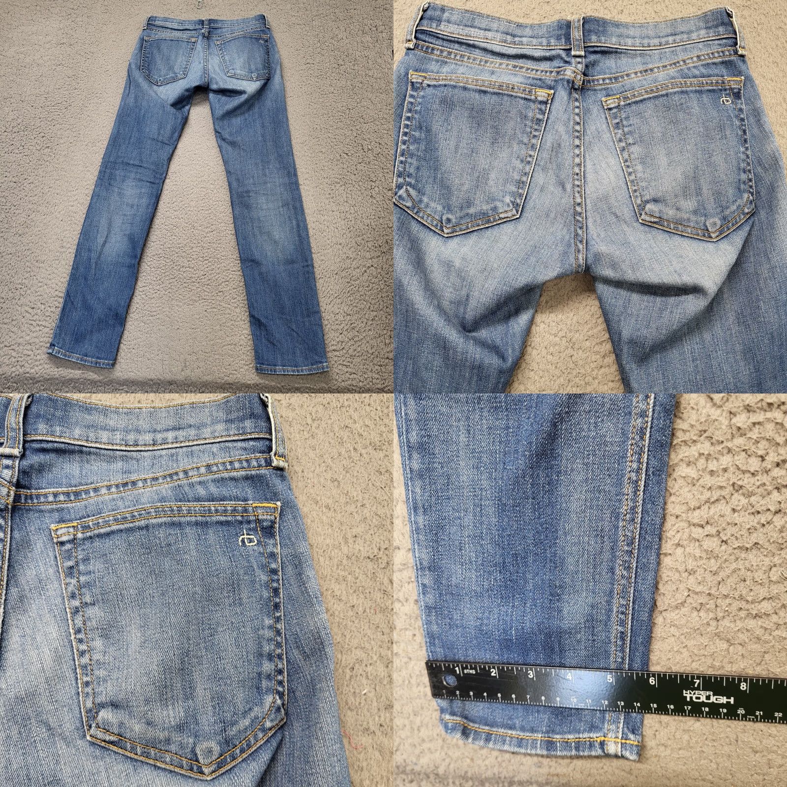 Rag & Bone Rag And Bone Dre Jeans Women's 24 Blue Denim Distressed Skinny Whiskered Jeans Womens Slim Blue Denim Distressed 5-Pocket Rag & Bone The Dre Size 42" / US 20 - 8 Thumbnail