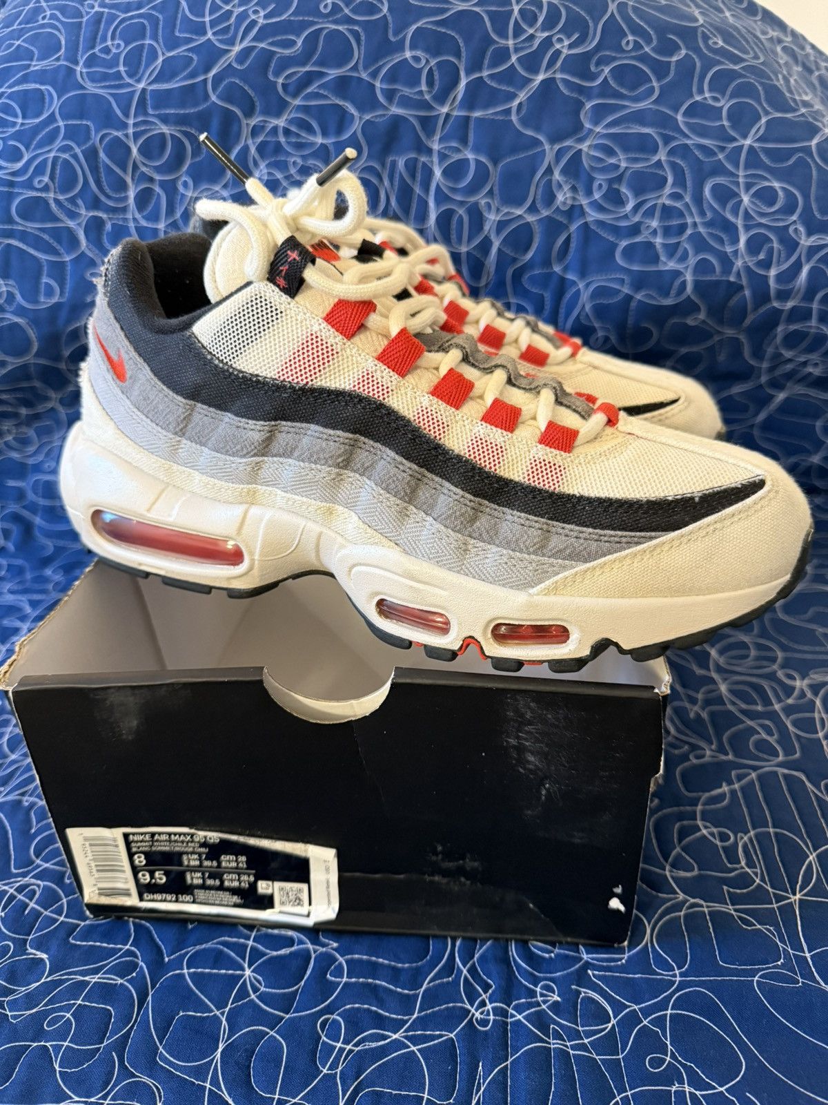 Nike Air max 95 Summit white/chili red- 8M 9.5 W