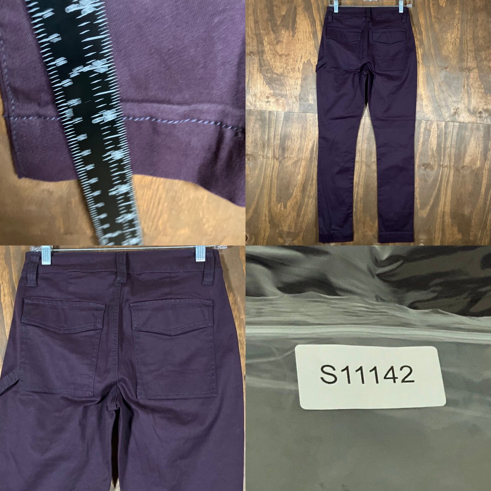 Vintage CAbi The Carpenter Cargo Utility Pants Women 2 Plum Ankle Mid Rise Cotton Spandex Lyocell Solid Size 26" / US 2 / IT 38 - 8 Thumbnail