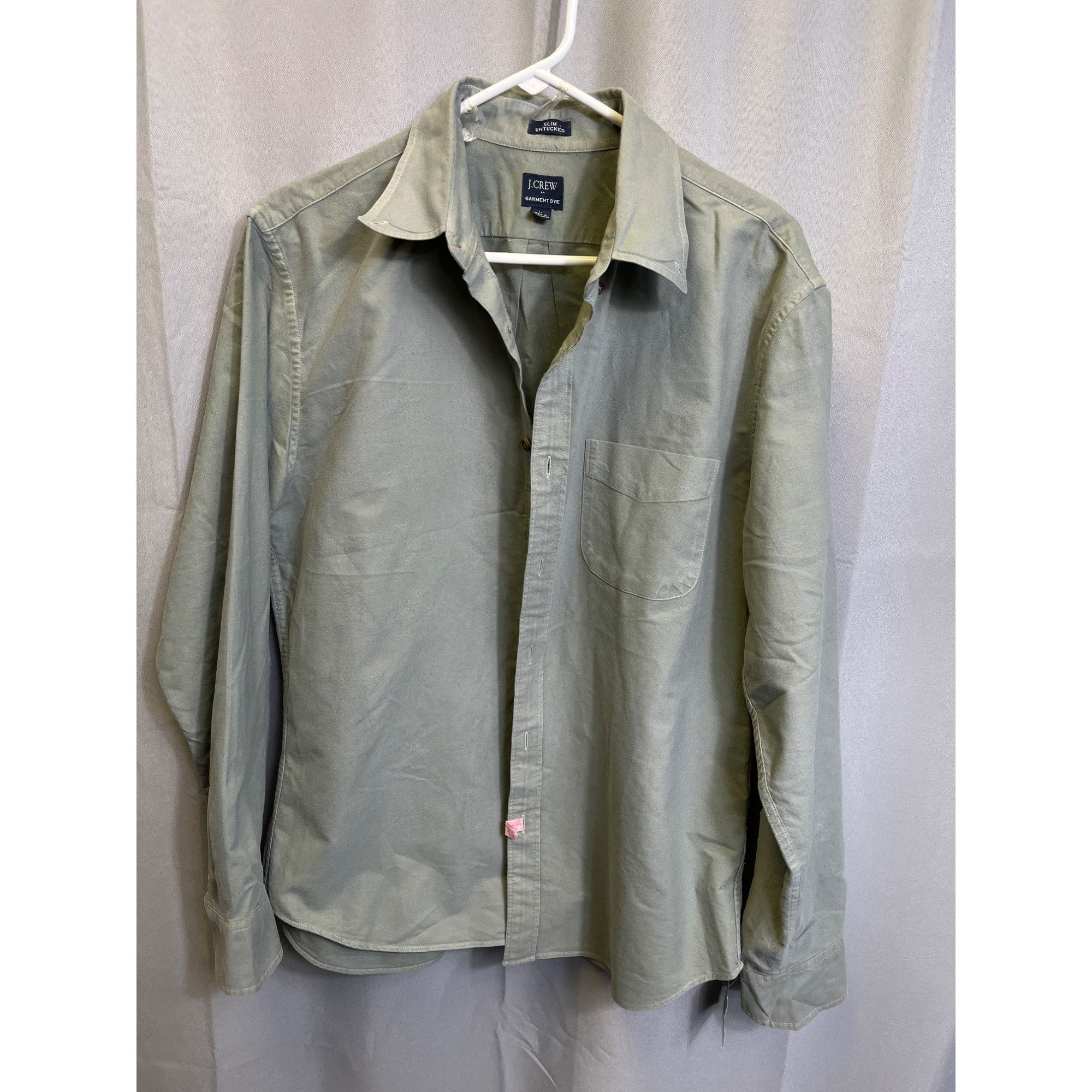 J.Crew J.Crew SKU 7702 Mens Green Slim Untucked Garment Shirt Size Size US L / EU 52-54 / 3 - 1 Thumbnail