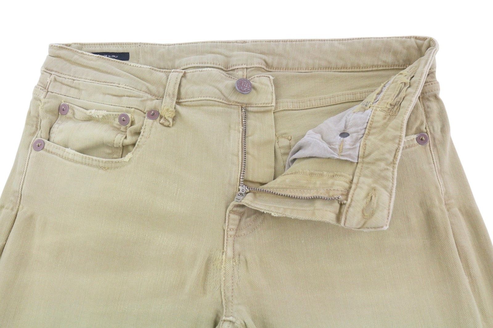 R13 BOY STRAIGHT 30 Khaki Stretch Faded Ankle Casual 86284 Size 30" / US 8 / IT 44 - 5 Thumbnail
