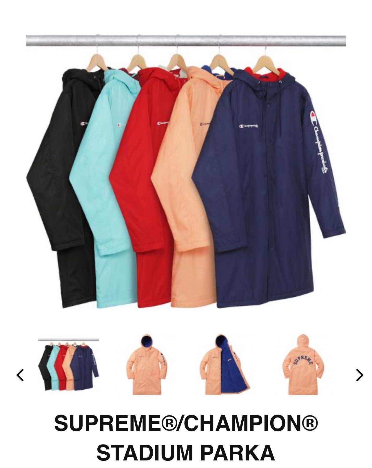 Champion × Supreme 2016 Supreme Champion Parka Size US XL / EU 56 / 4 - 1 Thumbnail