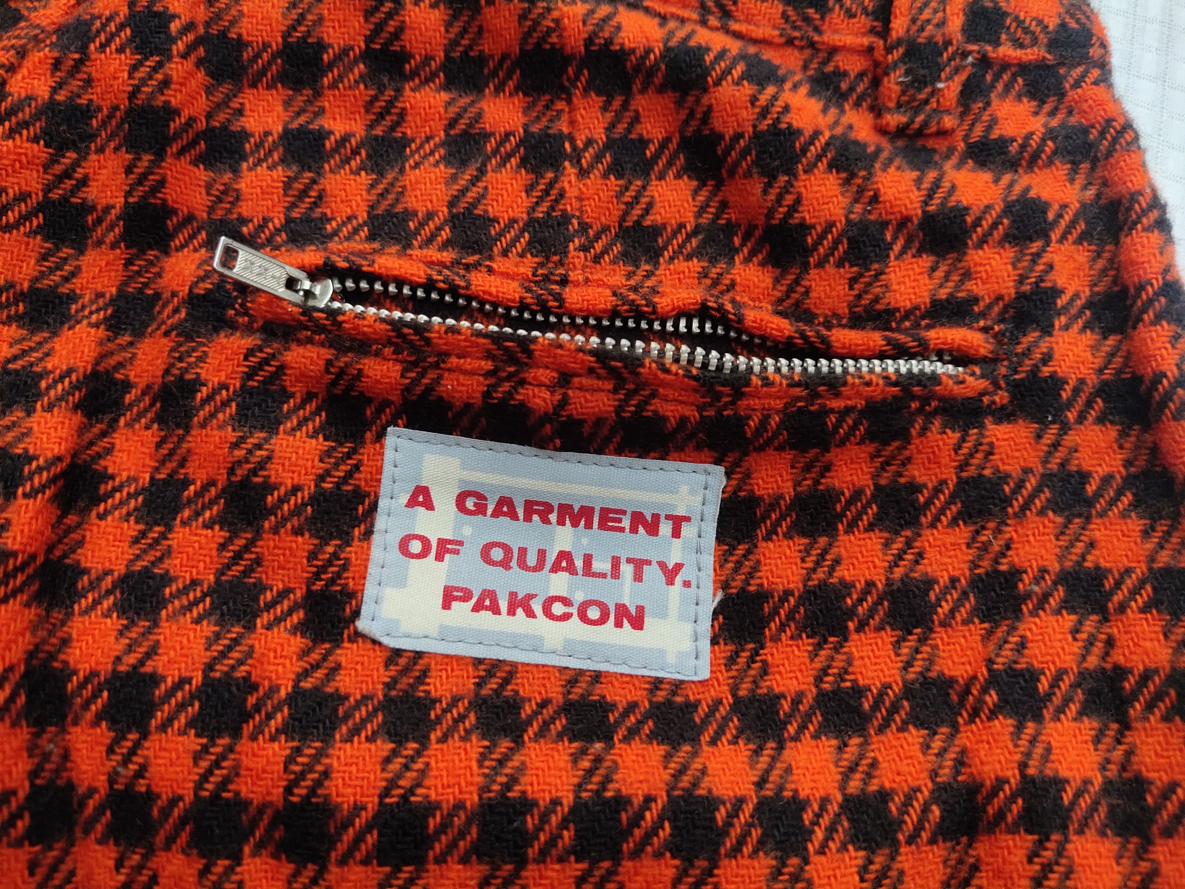 Japanese Brand (P154) Pakcon Orange Black Buffalo Plaid Taper Pants Size 25" / US 0 / IT 36 - 7 Thumbnail