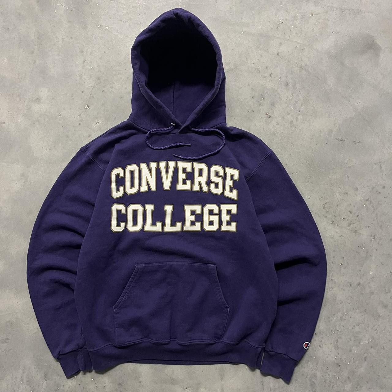 Champion × Vintage Crazy Vintage Y2K/2000s Purple Converse College Hoodie Size US M / EU 48-50 / 2 - 1 Thumbnail