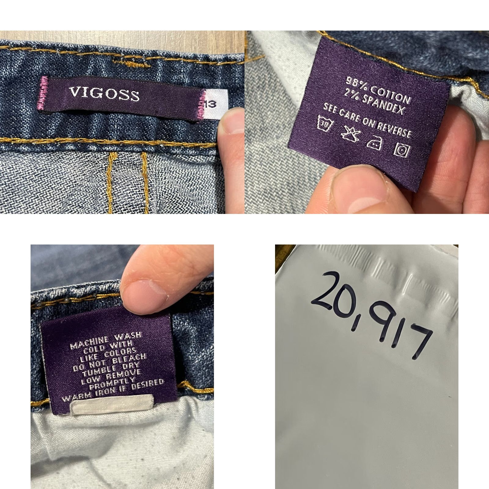 Vintage VIGOSS Jeans Women's 13 Blue Denim Straight Pockets Regular Inseam 30.5 in Vintage No Size 34" / US 12 / IT 48 - 8 Thumbnail