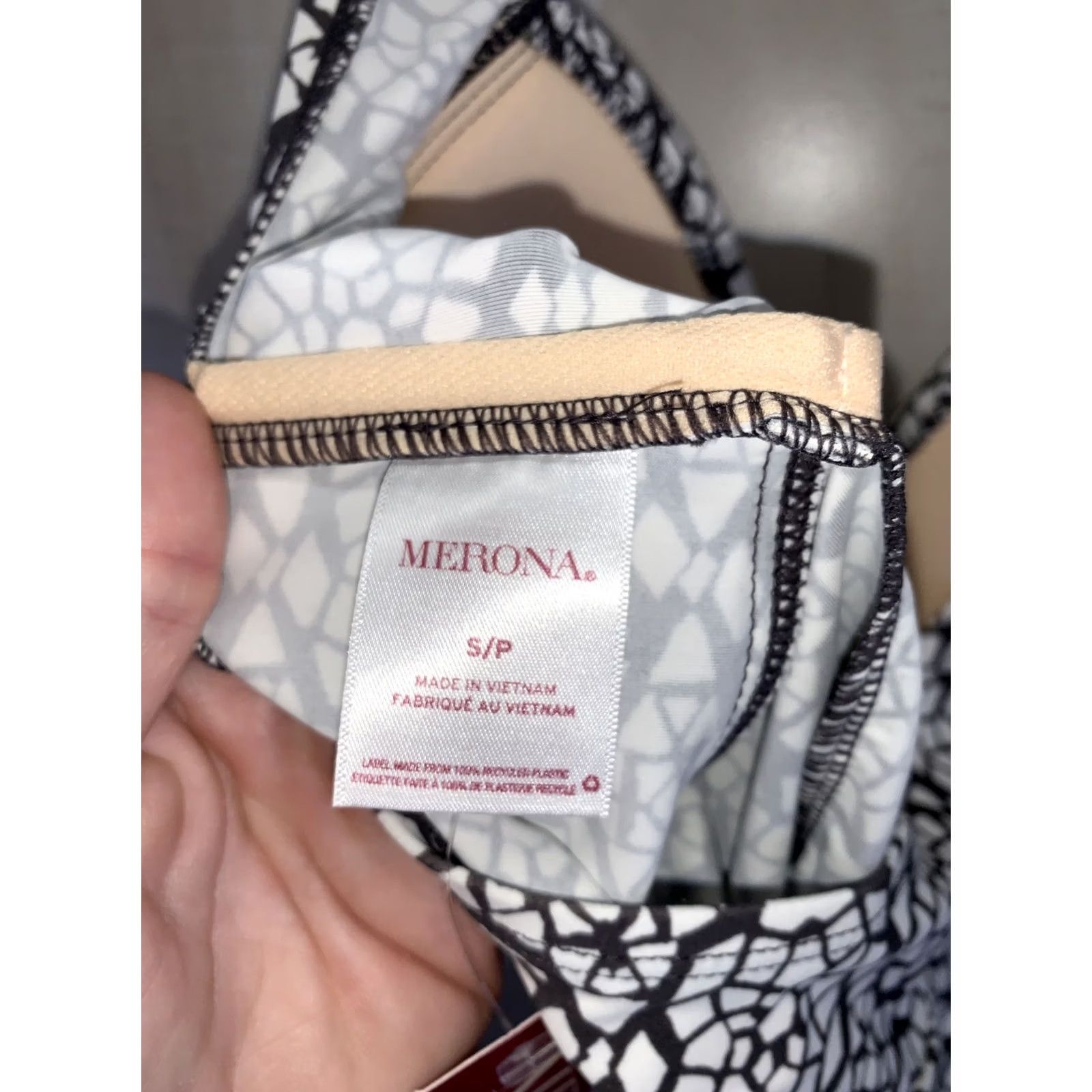 Merona Merona Womens Padded Gray/White Swim Tank Top Size S NWT-7072 Size S / US 4 / IT 40 - 4 Thumbnail