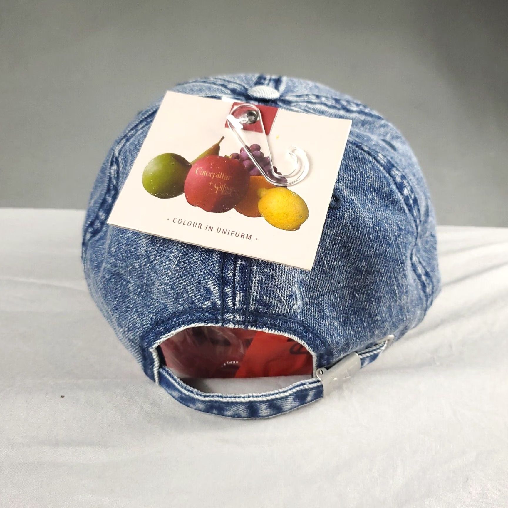 Vintage CAT Denim Baseball Cap Adjustable Mens Size M Blue Classic Sports Size ONE SIZE - 3 Thumbnail