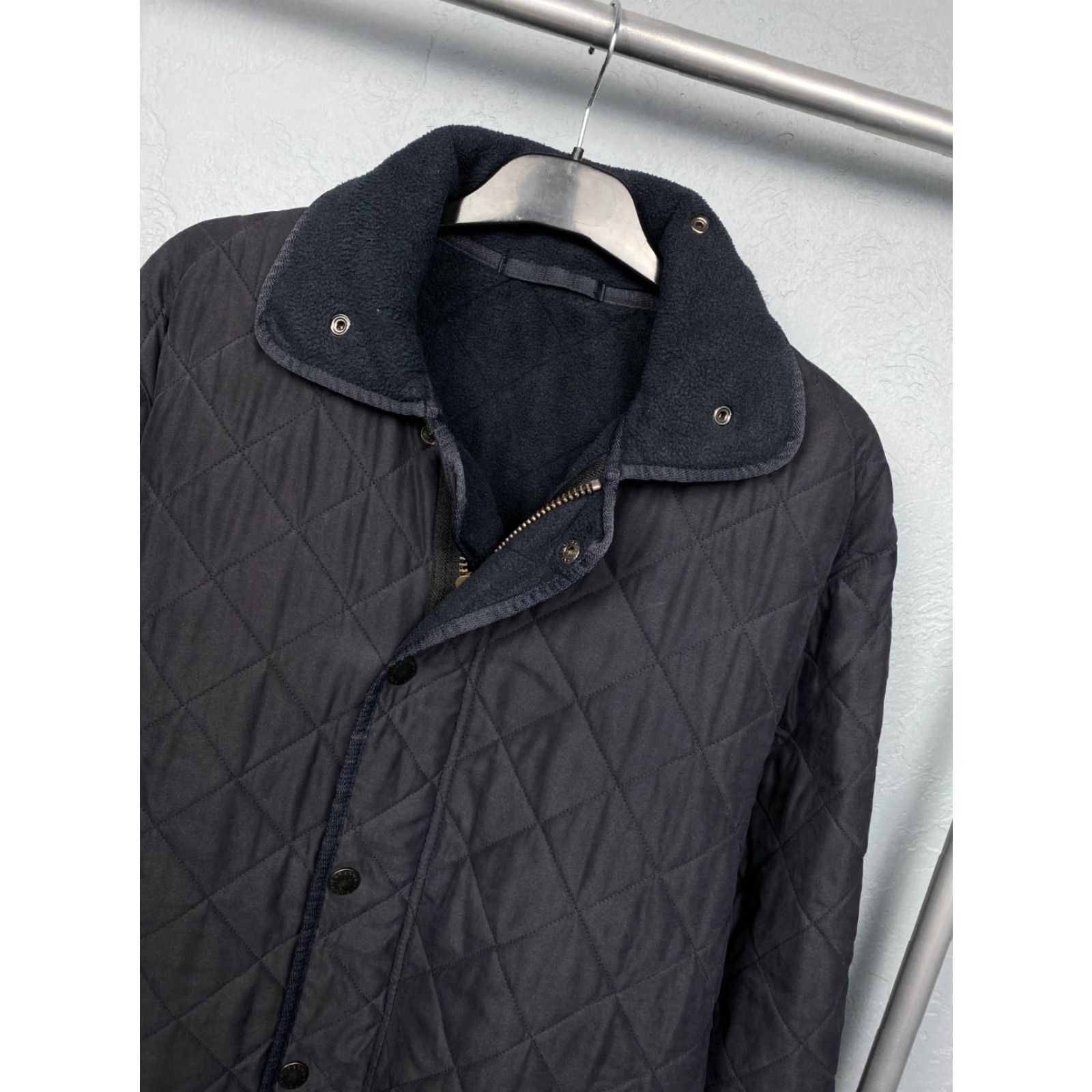Barbour VINTAGE Barbour Mens Polarquilt Long Quilted Jacket L - Barbour Microfibre Polarquilt Blue Quilted Full Zip Mens Jacket Size US L / EU 52-54 / 3 - 2 Thumbnail