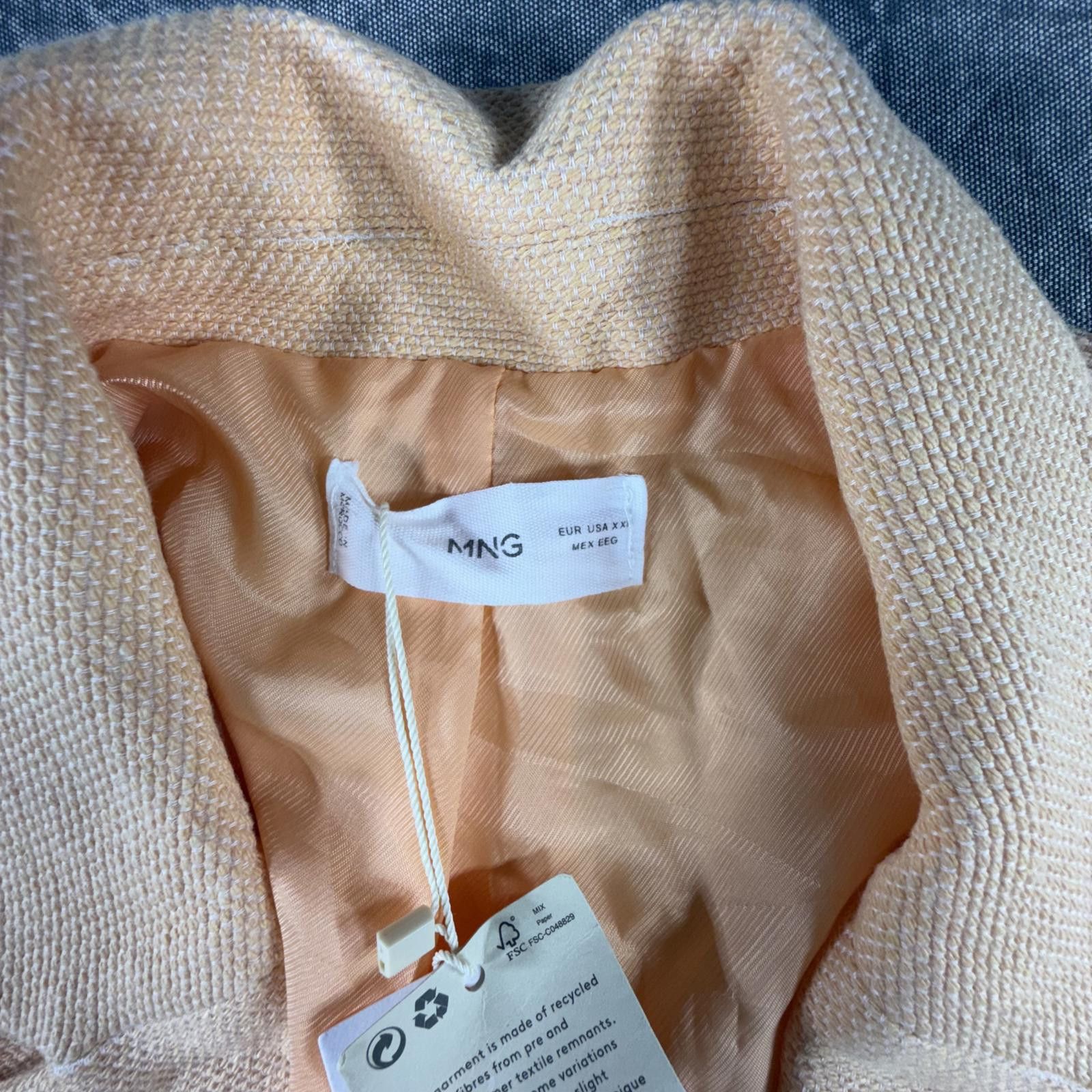 Other Mango Blazer Women's XXL Peach NEW Cotton Suit Size XXL / US 16-18 / IT 52-54 - 2 Thumbnail