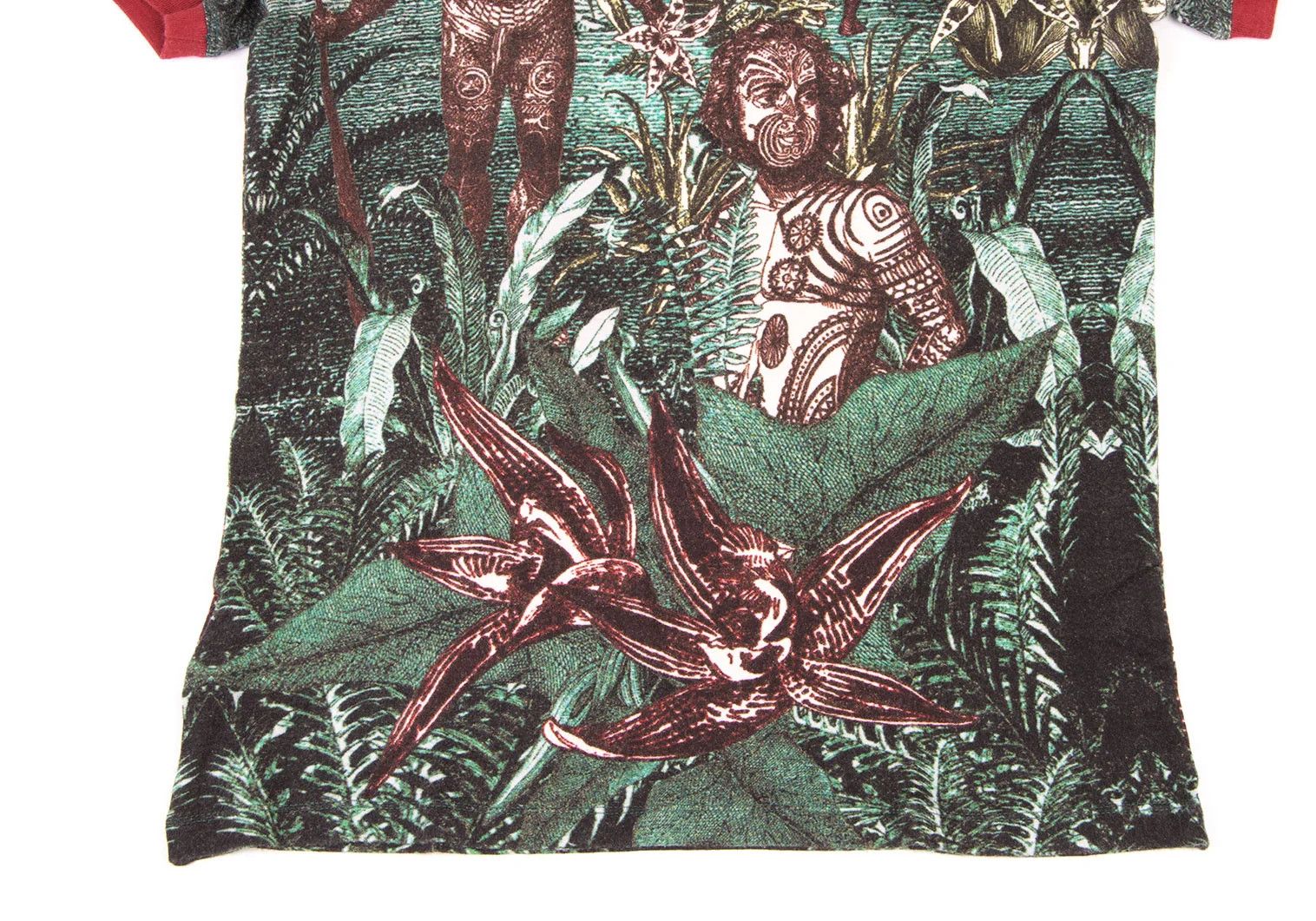 Jean Paul Gaultier Native Print V-Neck T-Shirt in Red, Green, and White Size US M / EU 48-50 / 2 - 4 Thumbnail