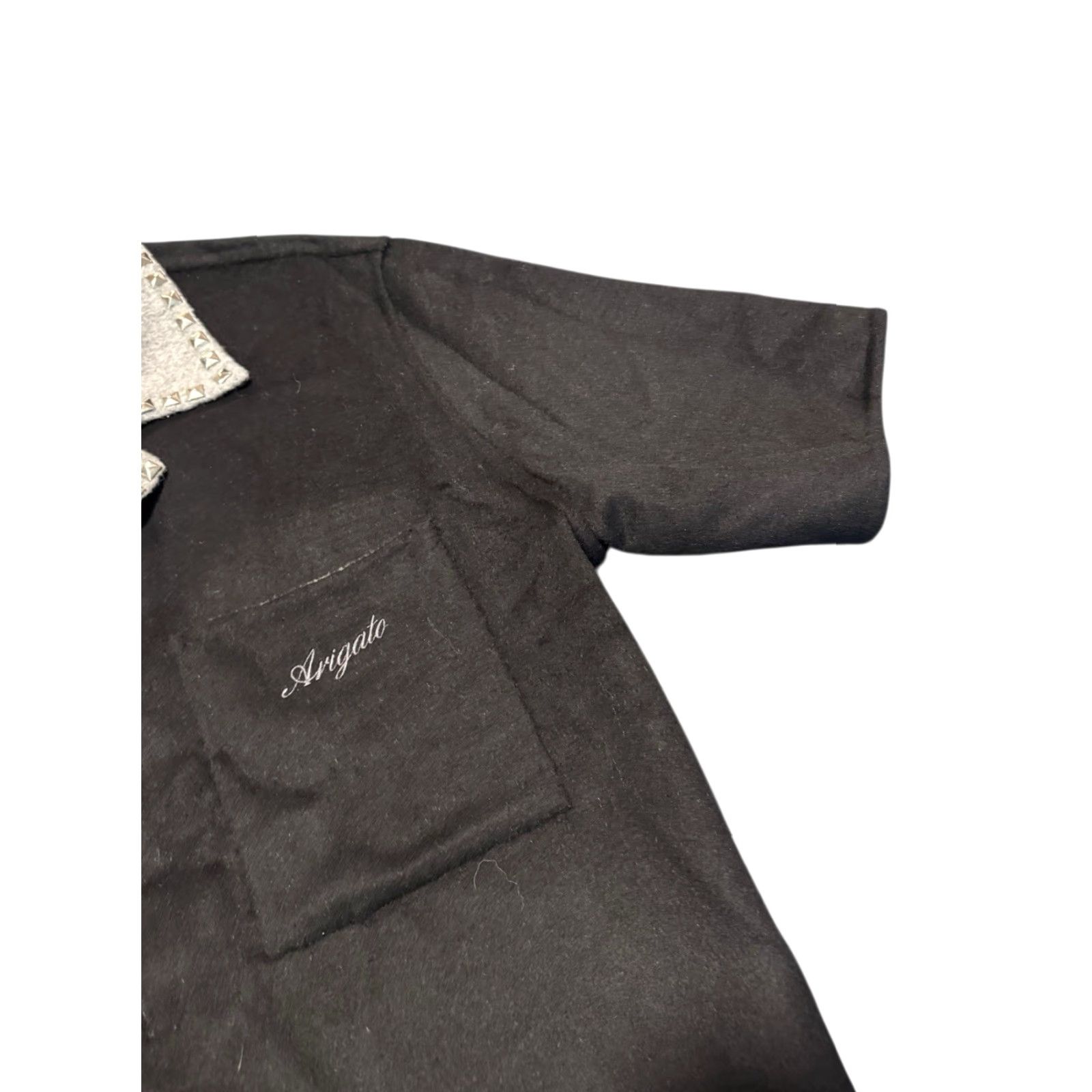 Axel Arigato AXEL ARIGATO Mens Shirt Holiday Dusty Black/ Grey Short Sleeve Wool Blend M Regular Button-Up Chest Pocket Casual Travel 80s Shirt Mens Size US M / EU 48-50 / 2 - 6 Thumbnail
