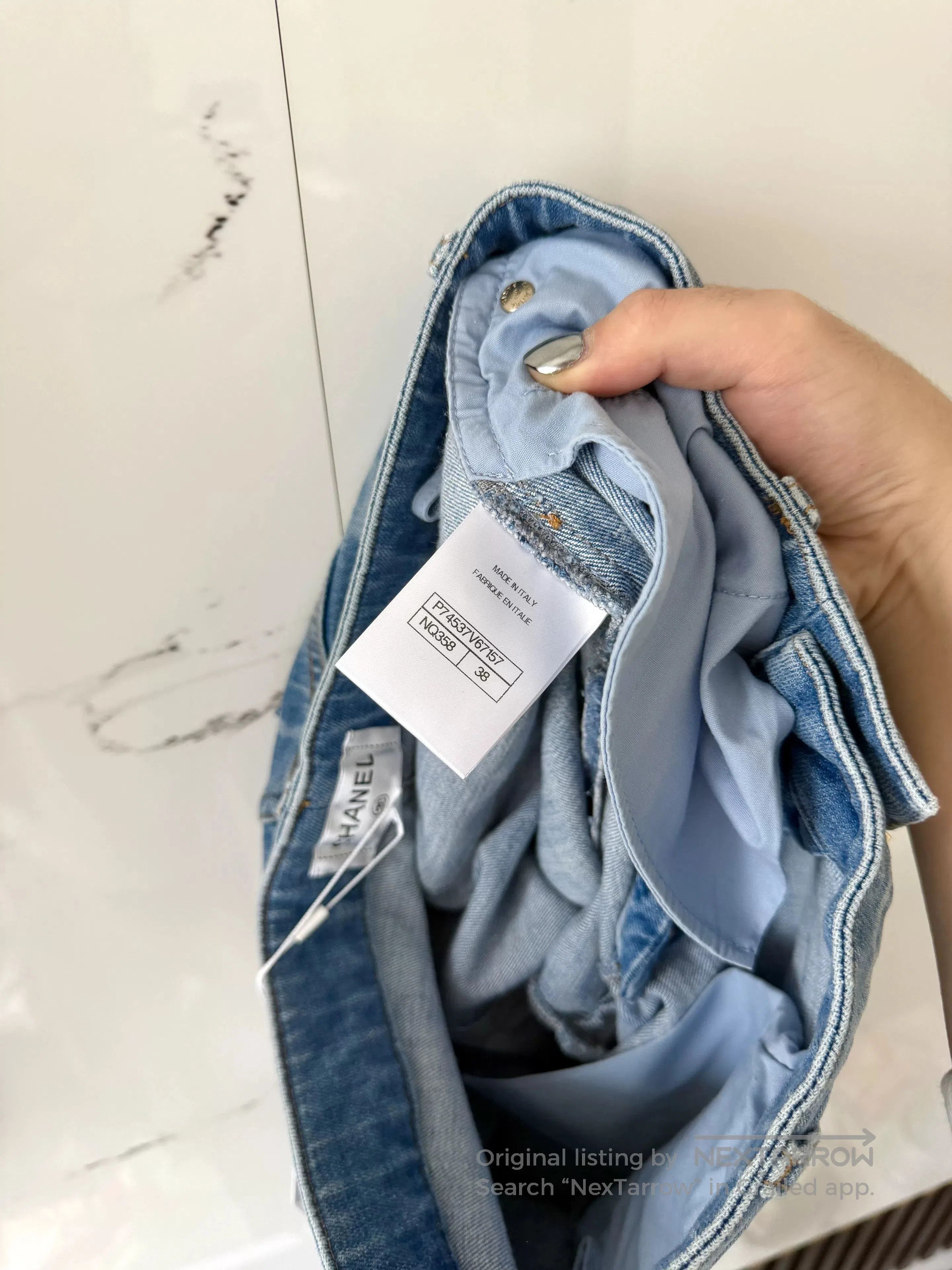 Chanel Chanel Blue Sequin Denim Pants. Size 37" - 6 Thumbnail