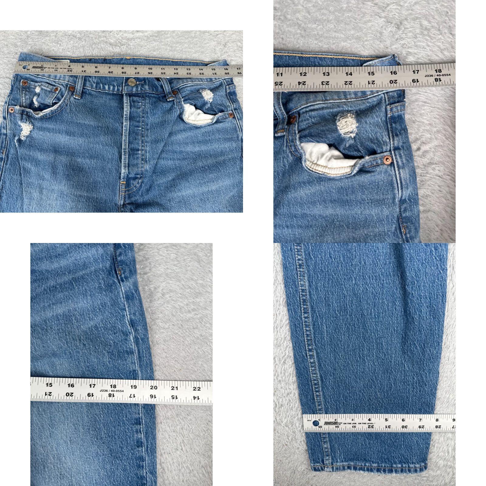 Gap Gap Jeans Womens 14 Blue Denim Distressed Straight High Rise Cotton 32x30 90s Womens Size 36" / US 14 / IT 50 - 9 Thumbnail