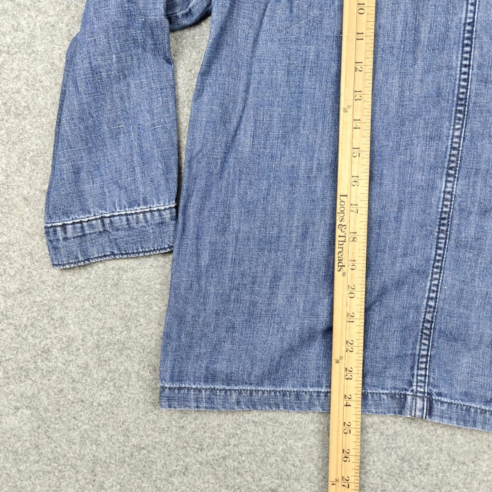 J.McLaughlin VINTAGE J McLaughlin Jacket Womens Small Blue Linen Chambray Button Front Pockets Size S / US 4 / IT 40 - 6 Thumbnail
