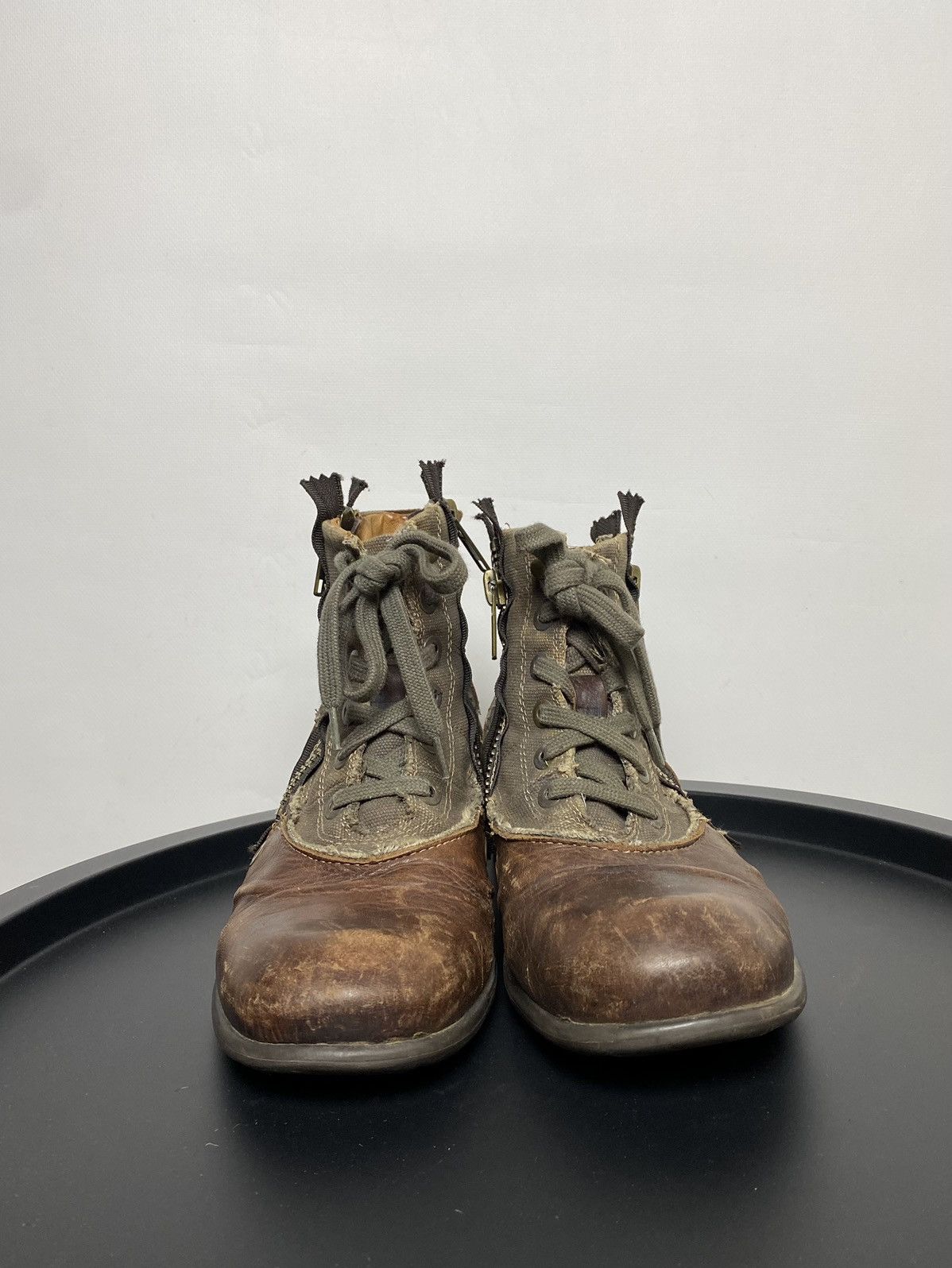 Replay × Vintage Replay Double Zip Distress Leather Boots As98 LGB Rick Vibe Size US 8 / EU 41 - 8 Thumbnail